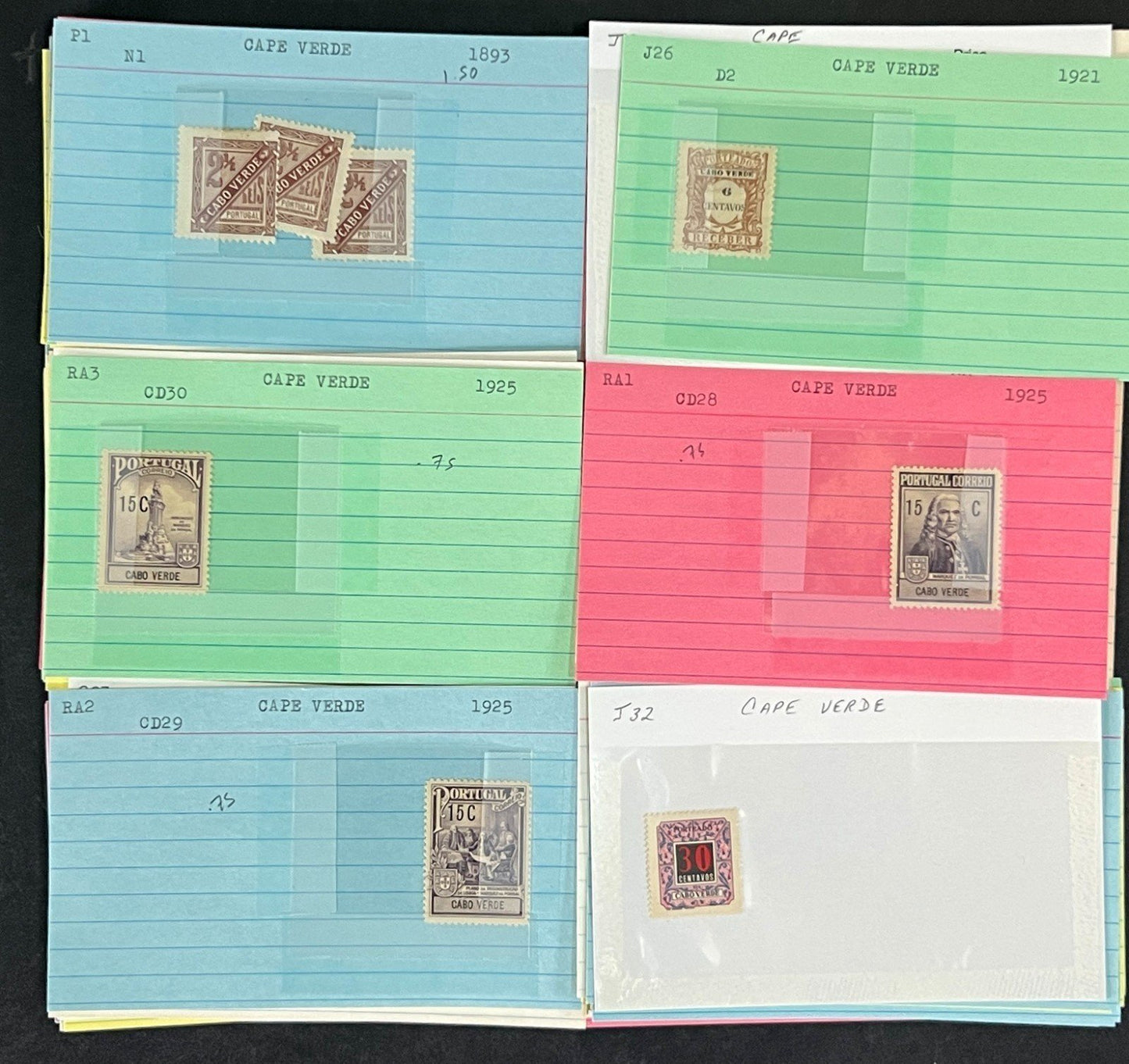 Cape Verde Stamp Collection Mint/Used Classics 96 Dealer Cards $105 CV ZAYIX