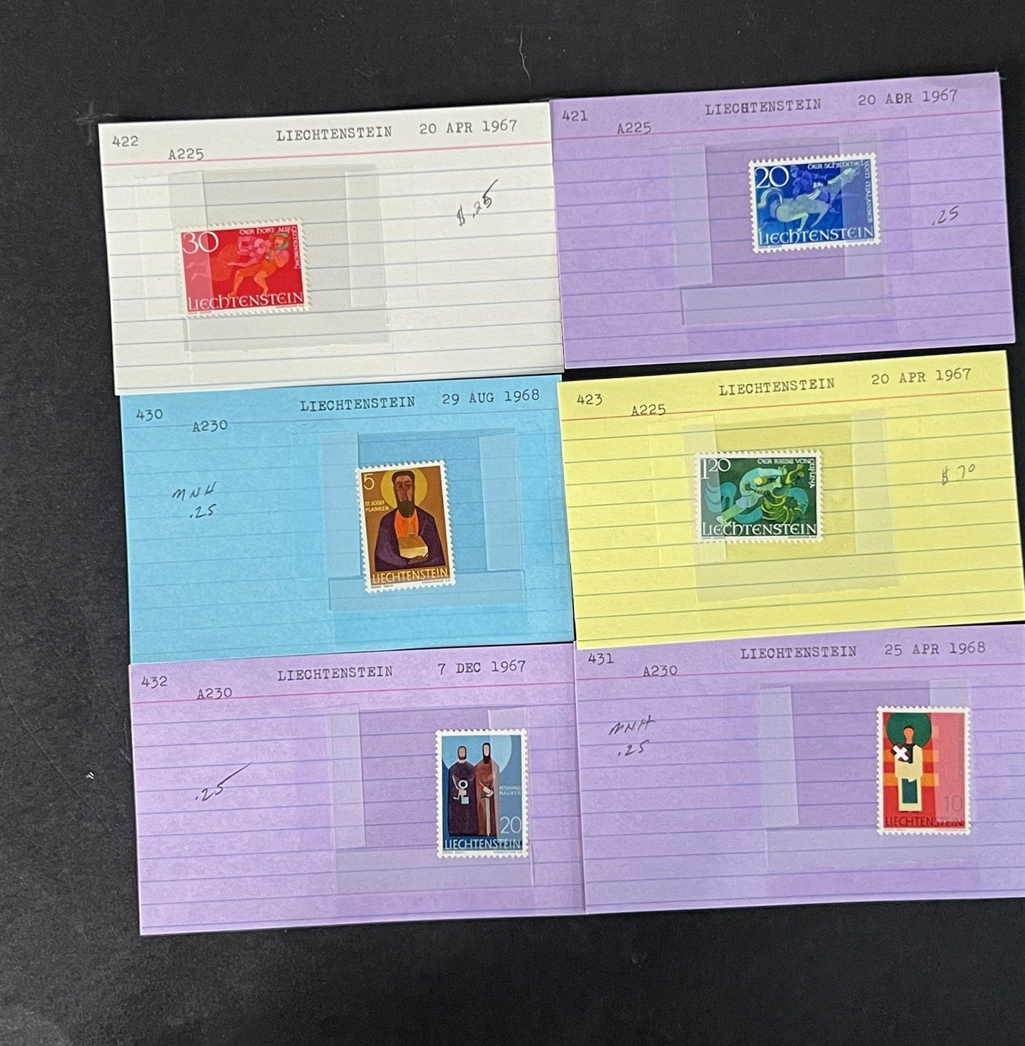Liechtenstein Stamp Collection Dealer Cards Mint/Used Mix $240 CV ZAYIX