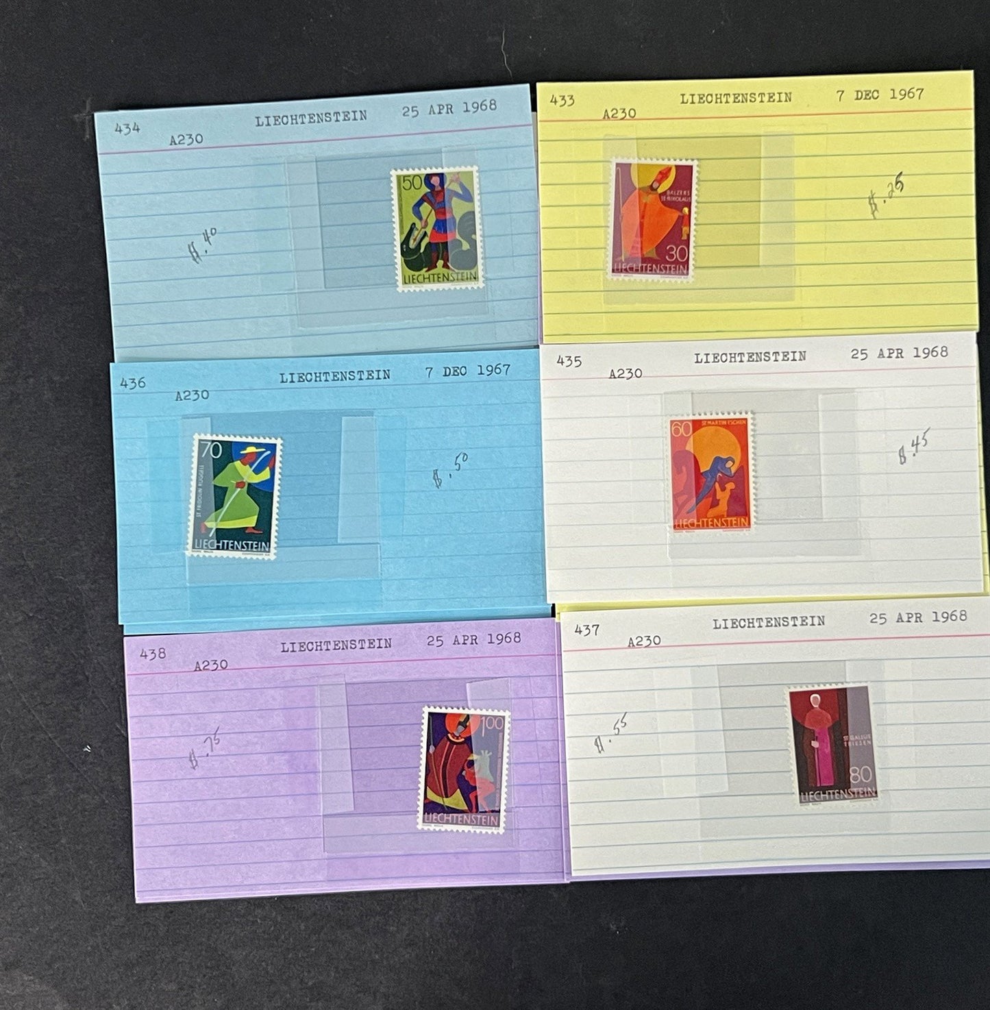 Liechtenstein Stamp Collection Dealer Cards Mint/Used Mix $240 CV ZAYIX