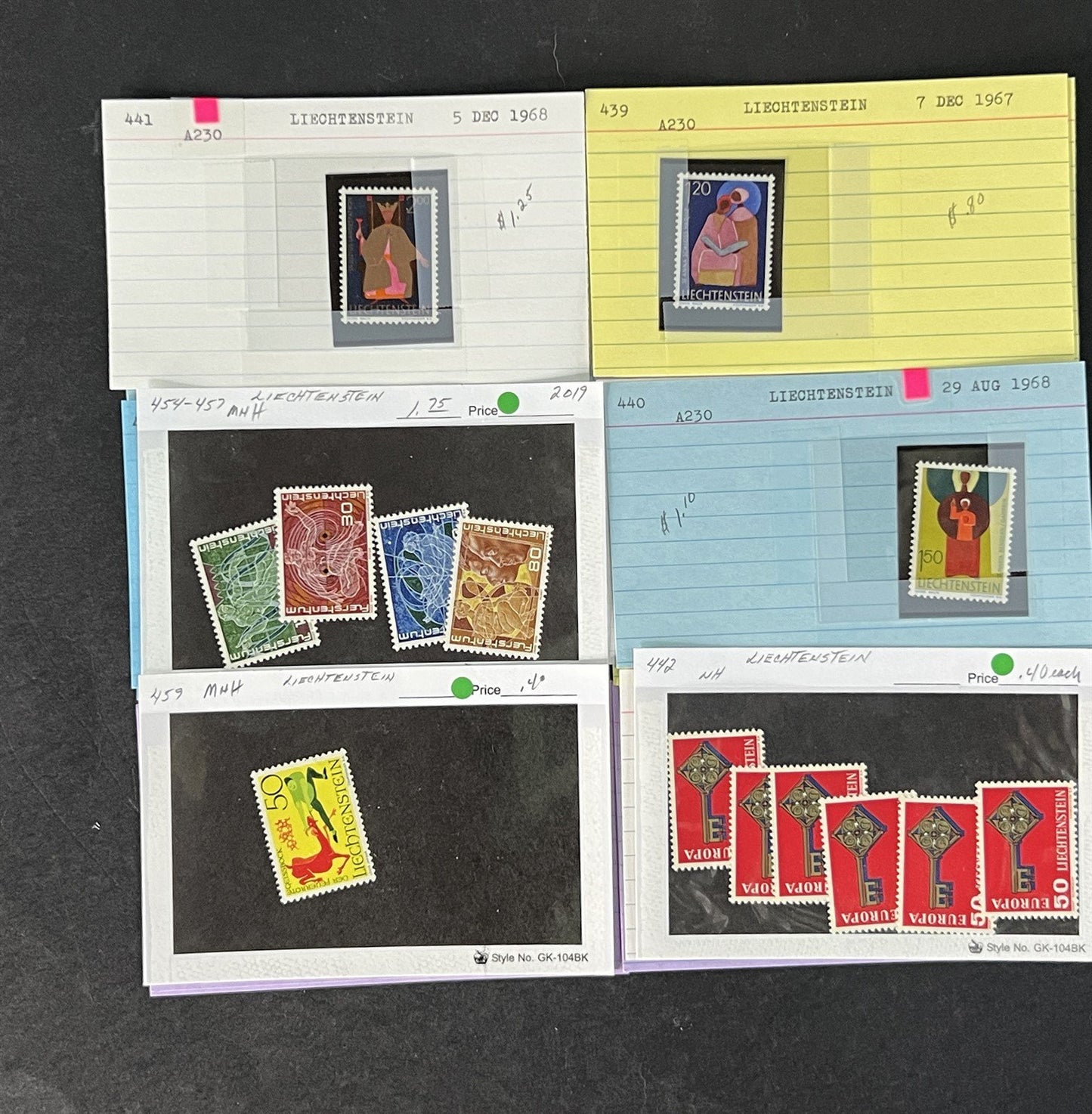 Liechtenstein Stamp Collection Dealer Cards Mint/Used Mix $240 CV ZAYIX