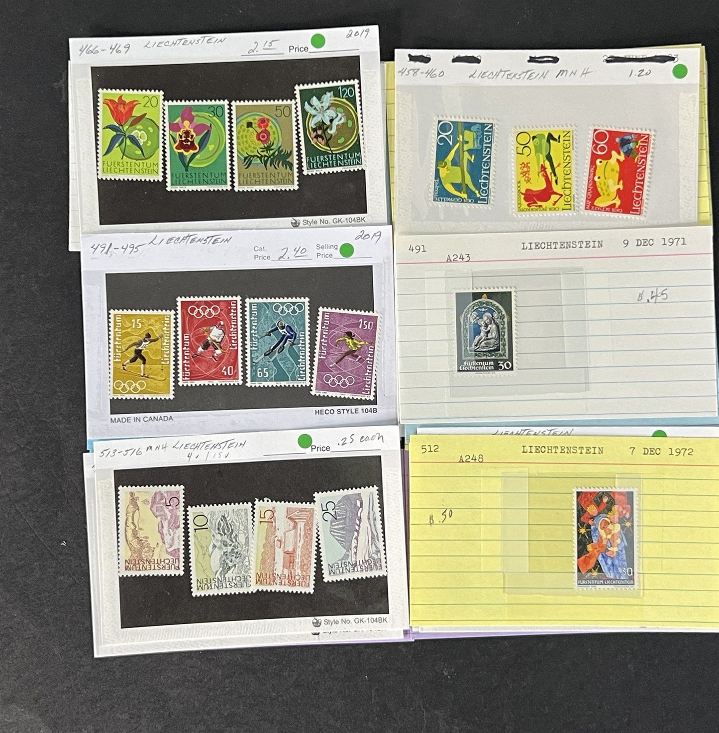 Liechtenstein Stamp Collection Dealer Cards Mint/Used Mix $240 CV ZAYIX
