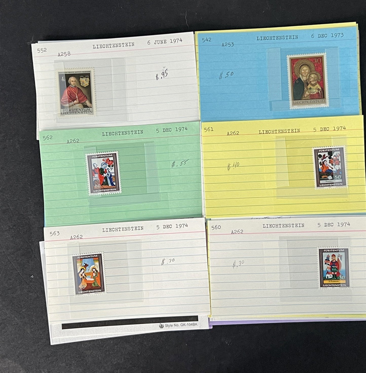 Liechtenstein Stamp Collection Dealer Cards Mint/Used Mix $240 CV ZAYIX