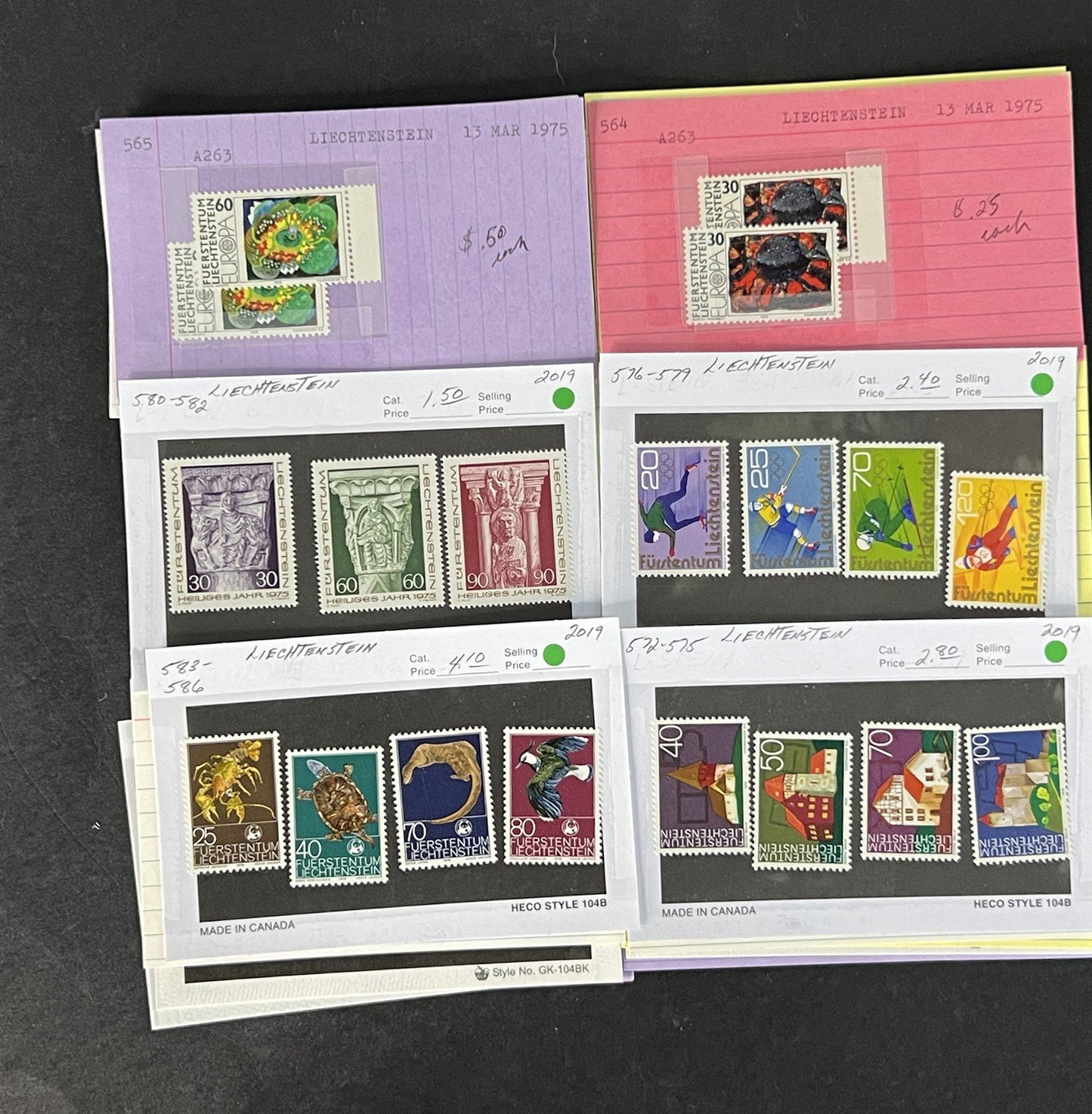 Liechtenstein Stamp Collection Dealer Cards Mint/Used Mix $240 CV ZAYIX
