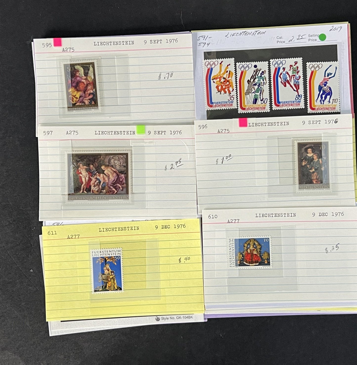 Liechtenstein Stamp Collection Dealer Cards Mint/Used Mix $240 CV ZAYIX