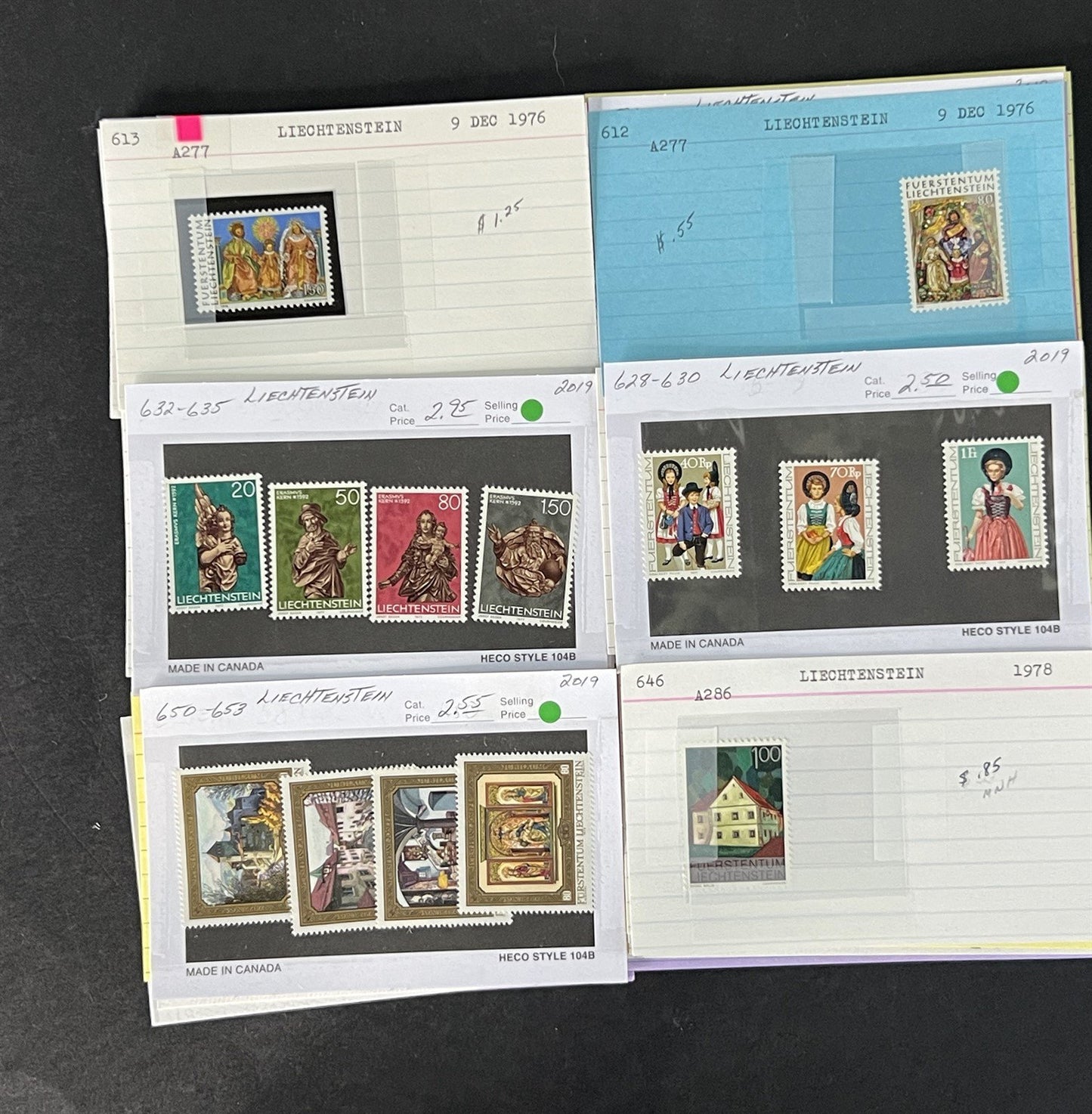 Liechtenstein Stamp Collection Dealer Cards Mint/Used Mix $240 CV ZAYIX