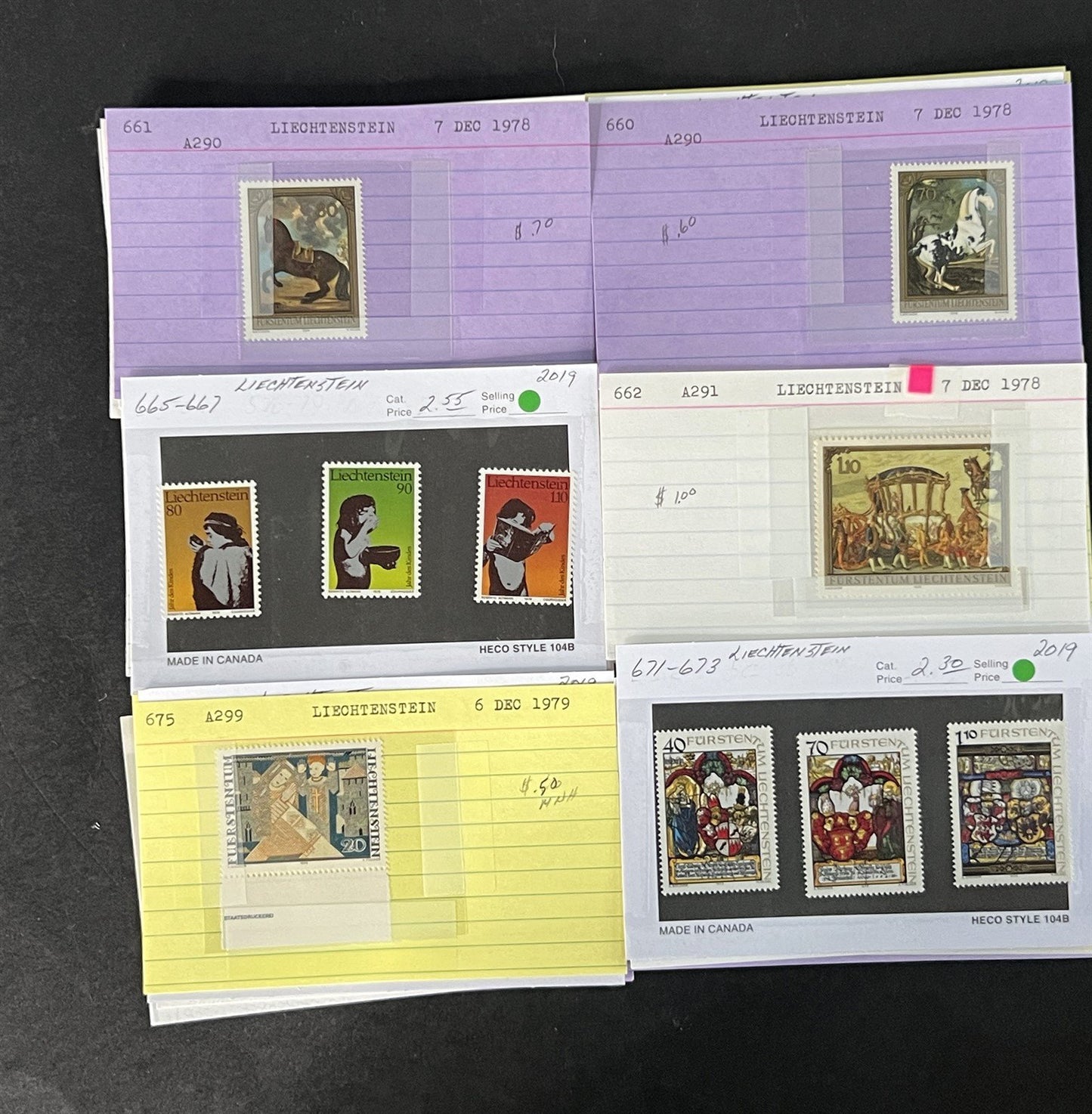 Liechtenstein Stamp Collection Dealer Cards Mint/Used Mix $240 CV ZAYIX