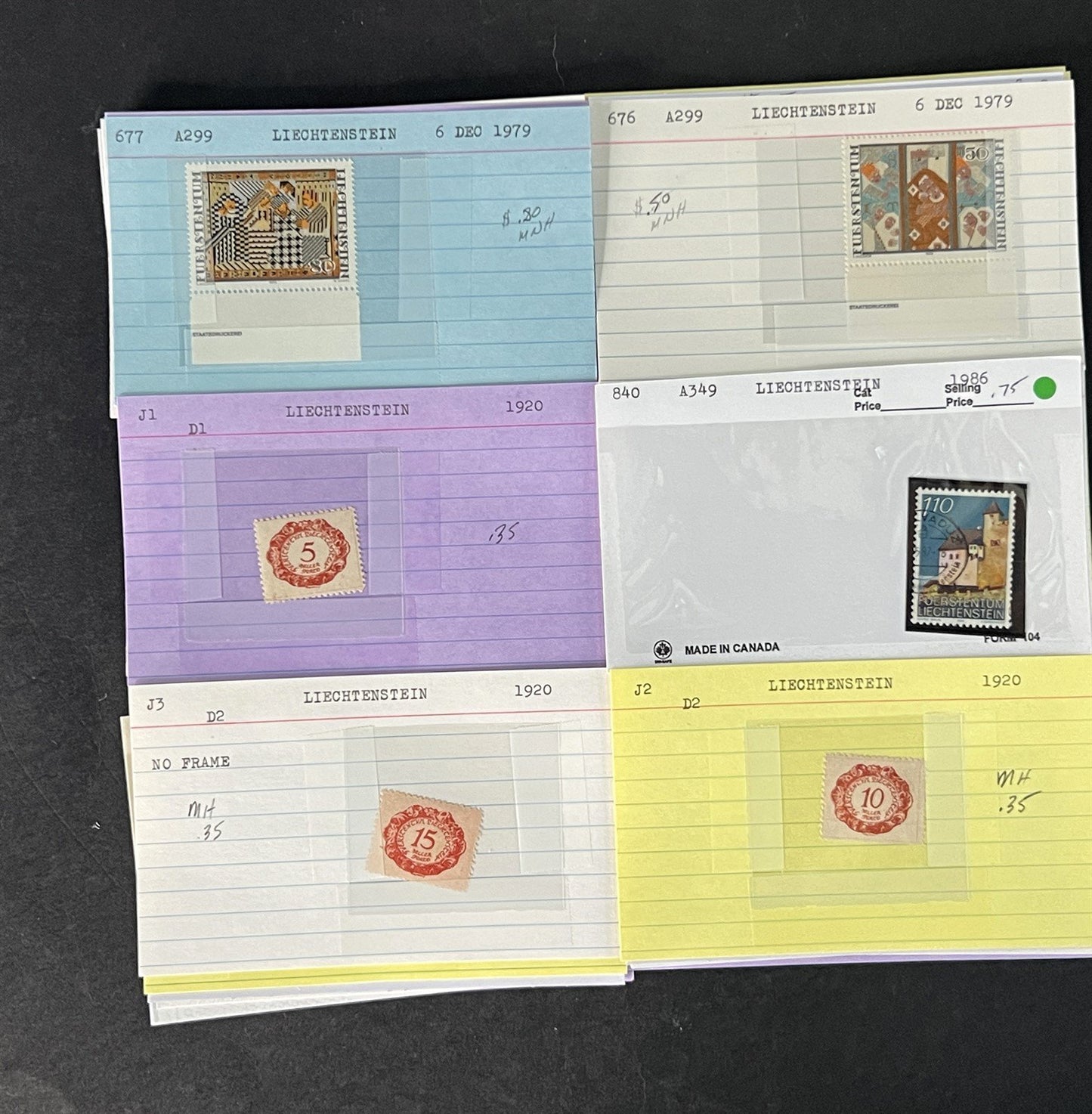 Liechtenstein Stamp Collection Dealer Cards Mint/Used Mix $240 CV ZAYIX