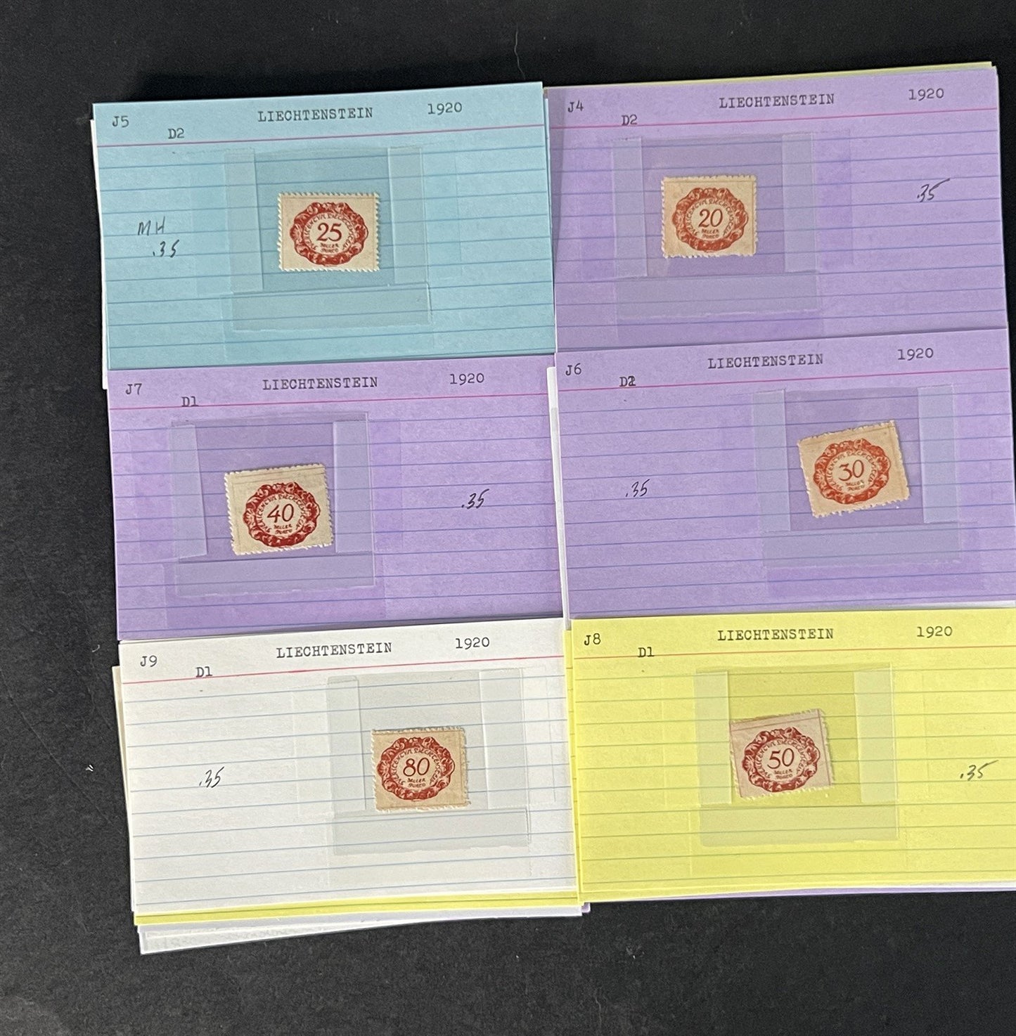 Liechtenstein Stamp Collection Dealer Cards Mint/Used Mix $240 CV ZAYIX