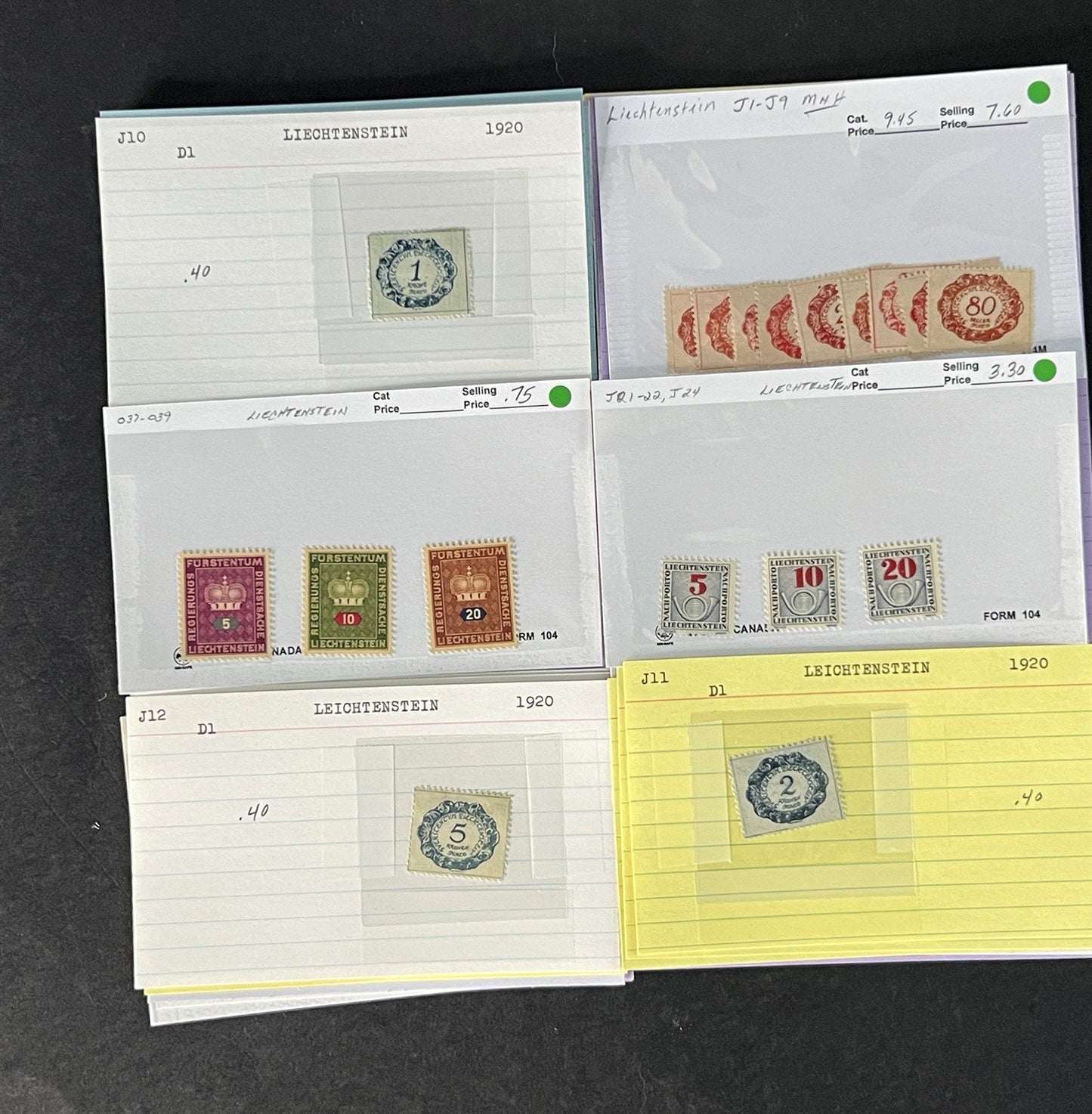 Liechtenstein Stamp Collection Dealer Cards Mint/Used Mix $240 CV ZAYIX
