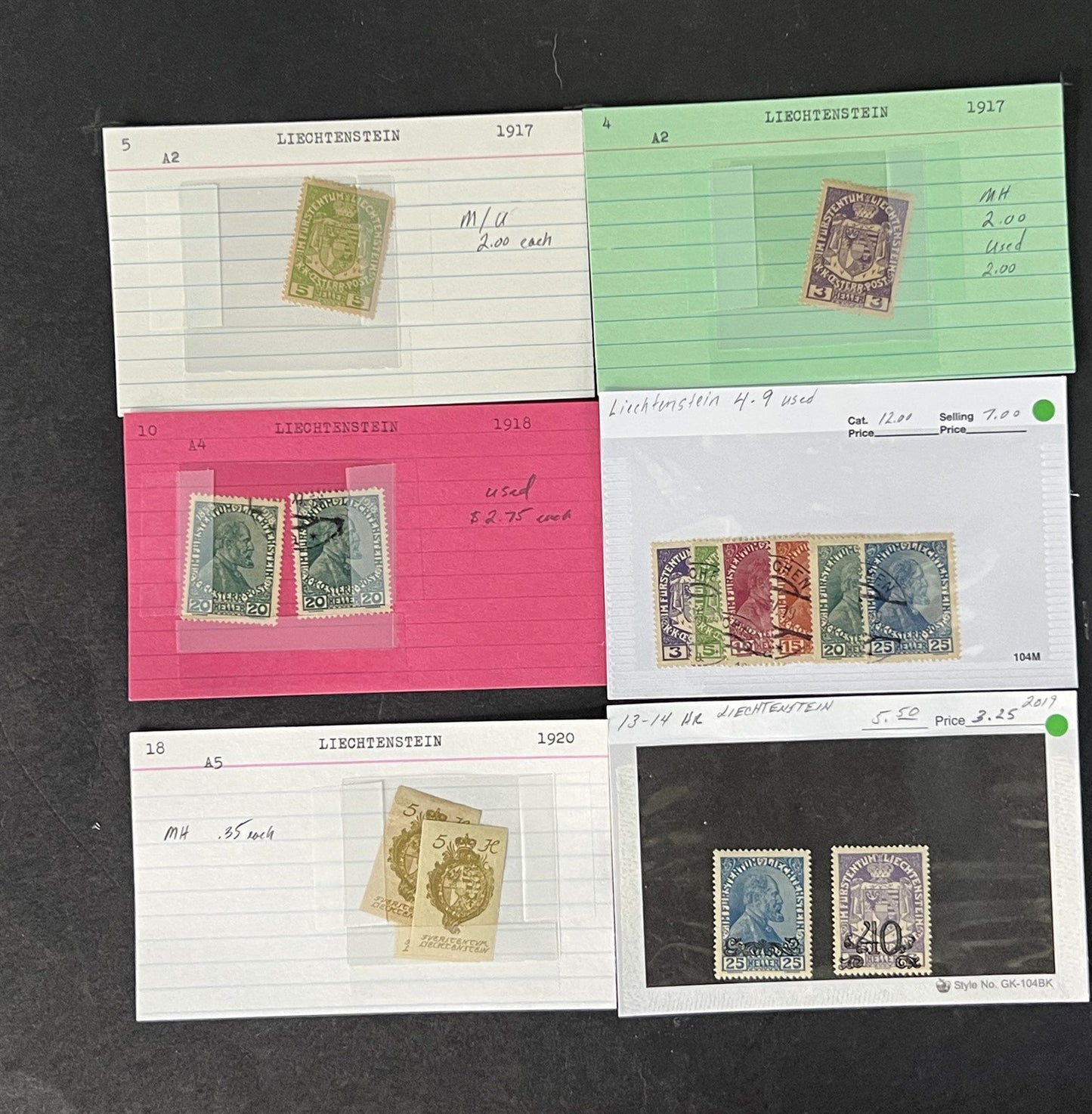 Liechtenstein Stamp Collection Dealer Cards Mint/Used Mix $240 CV ZAYIX