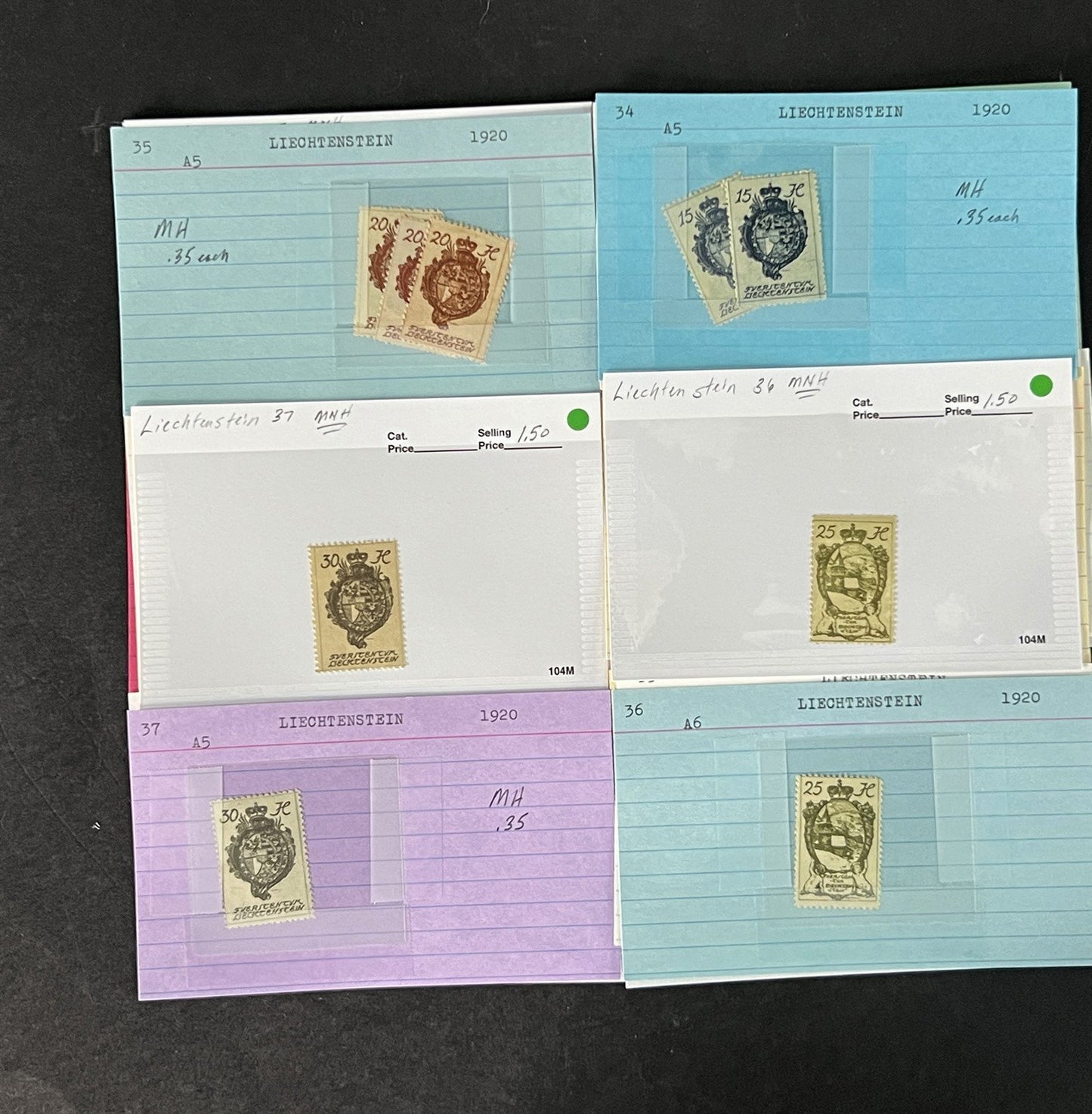 Liechtenstein Stamp Collection Dealer Cards Mint/Used Mix $240 CV ZAYIX