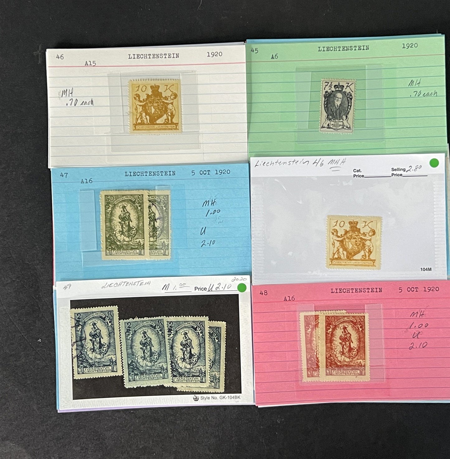Liechtenstein Stamp Collection Dealer Cards Mint/Used Mix $240 CV ZAYIX