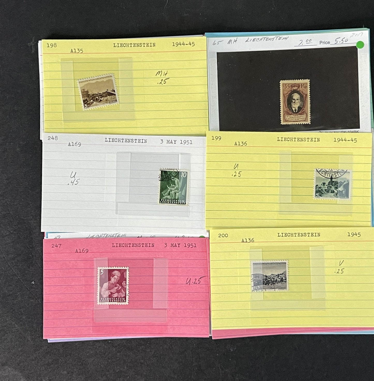 Liechtenstein Stamp Collection Dealer Cards Mint/Used Mix $240 CV ZAYIX