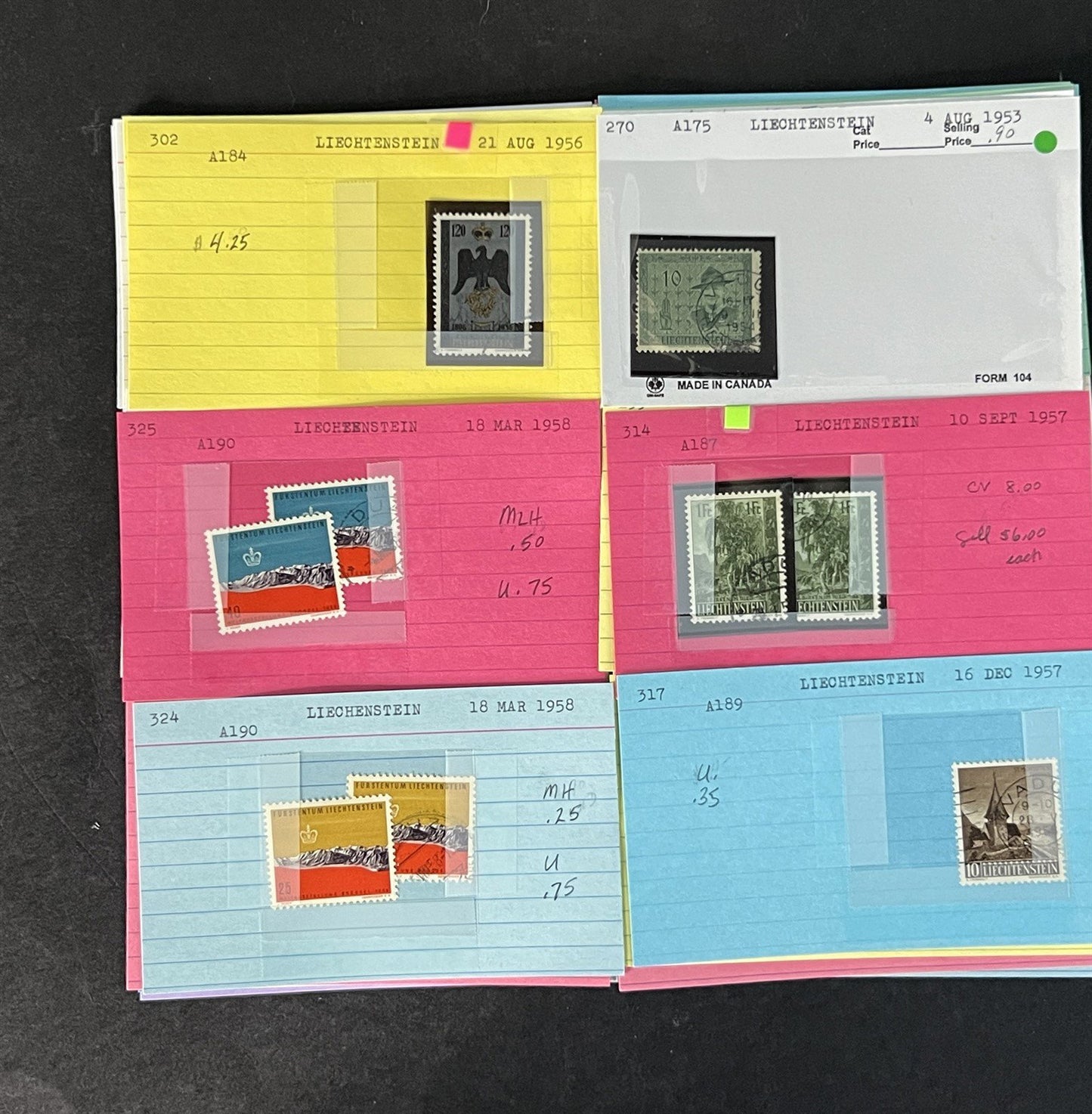 Liechtenstein Stamp Collection Dealer Cards Mint/Used Mix $240 CV ZAYIX