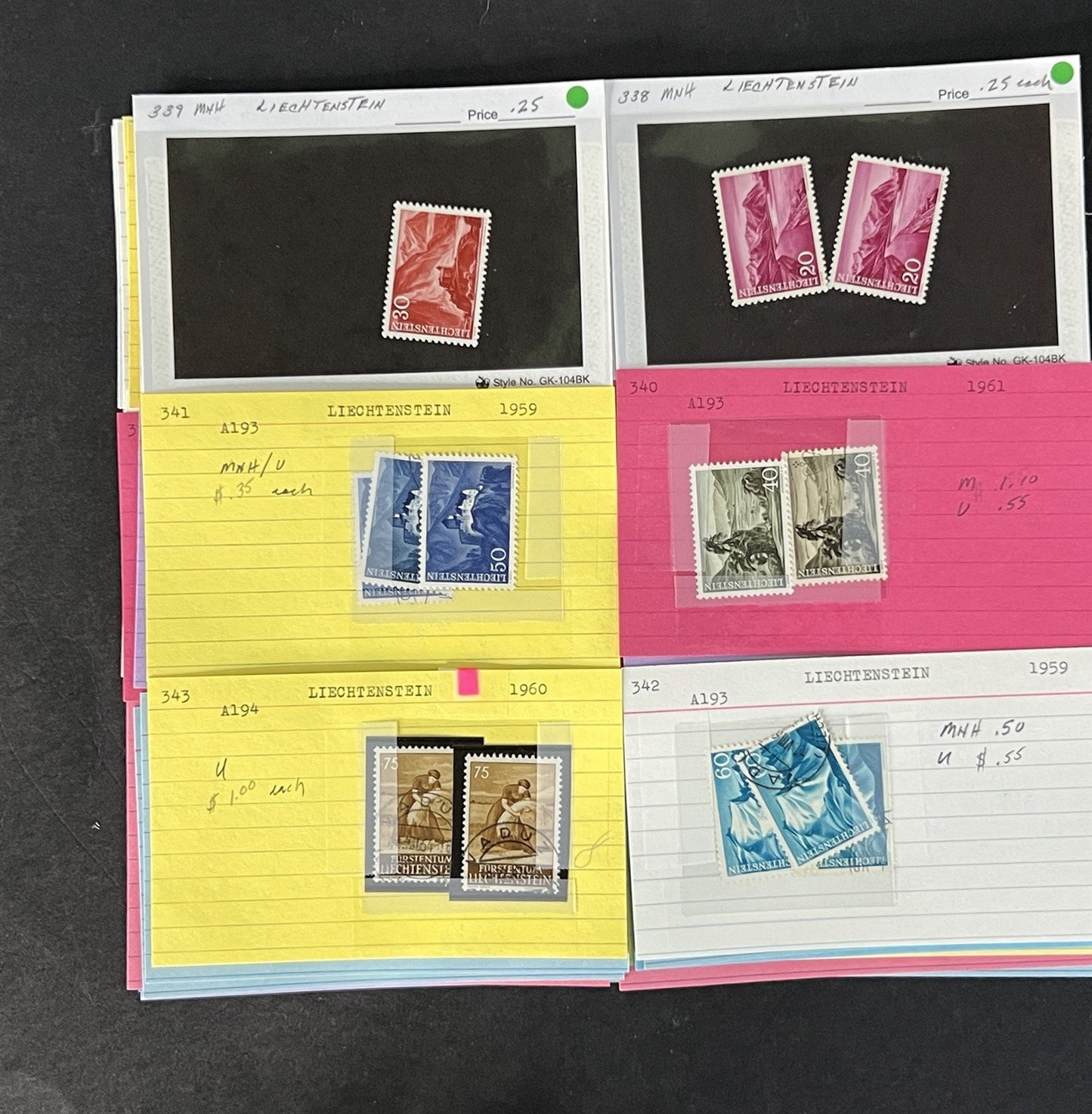 Liechtenstein Stamp Collection Dealer Cards Mint/Used Mix $240 CV ZAYIX