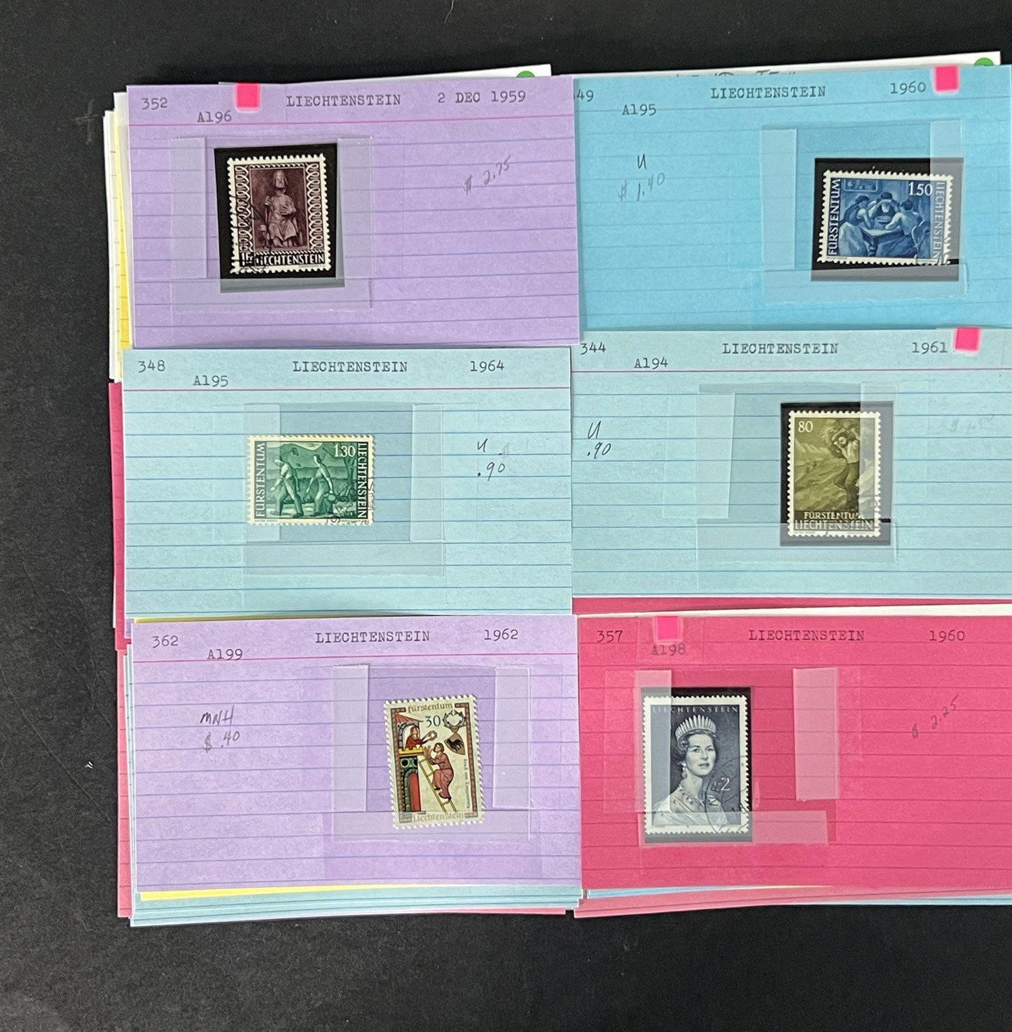 Liechtenstein Stamp Collection Dealer Cards Mint/Used Mix $240 CV ZAYIX