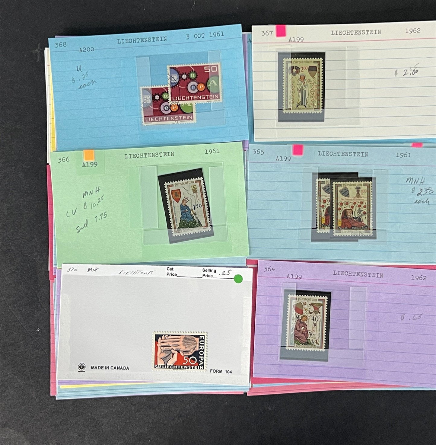 Liechtenstein Stamp Collection Dealer Cards Mint/Used Mix $240 CV ZAYIX