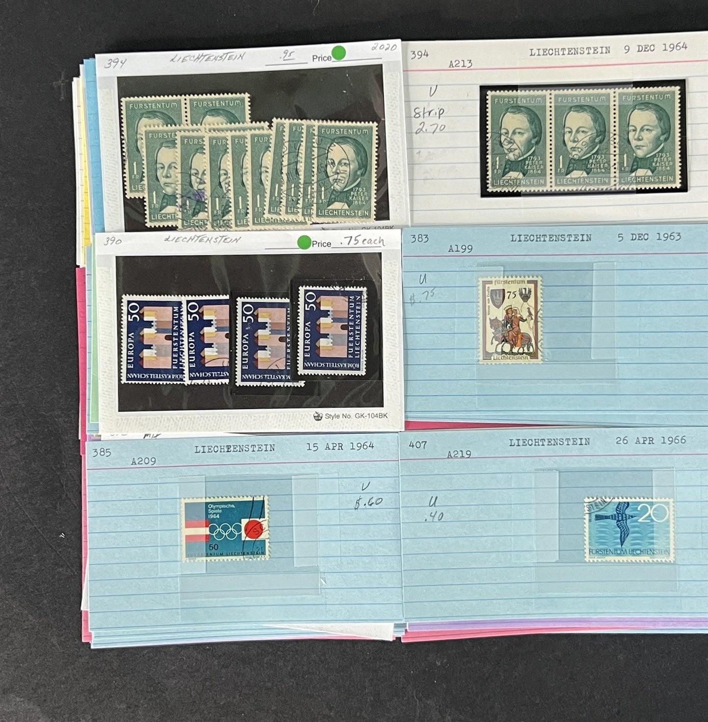 Liechtenstein Stamp Collection Dealer Cards Mint/Used Mix $240 CV ZAYIX