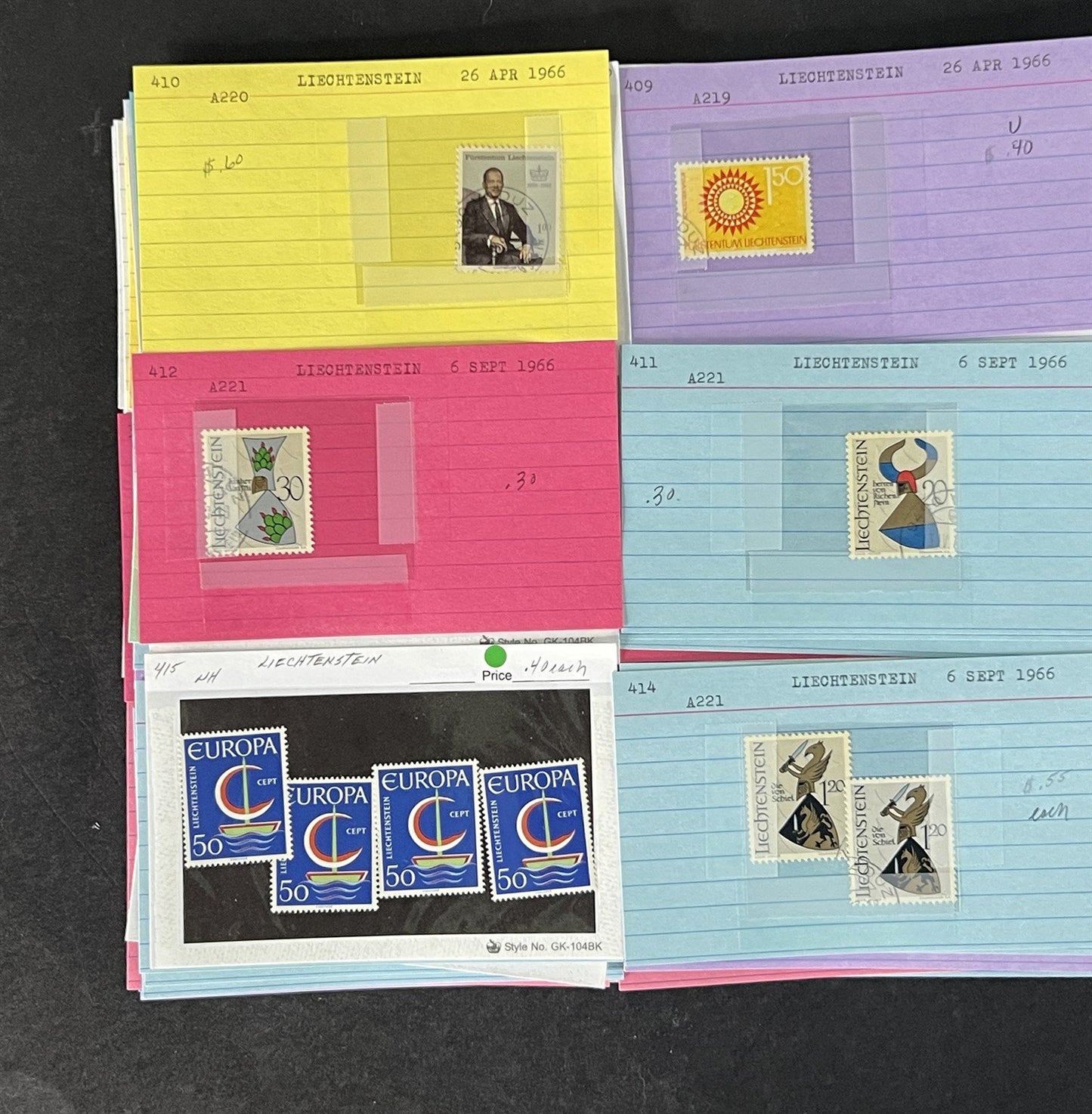 Liechtenstein Stamp Collection Dealer Cards Mint/Used Mix $240 CV ZAYIX