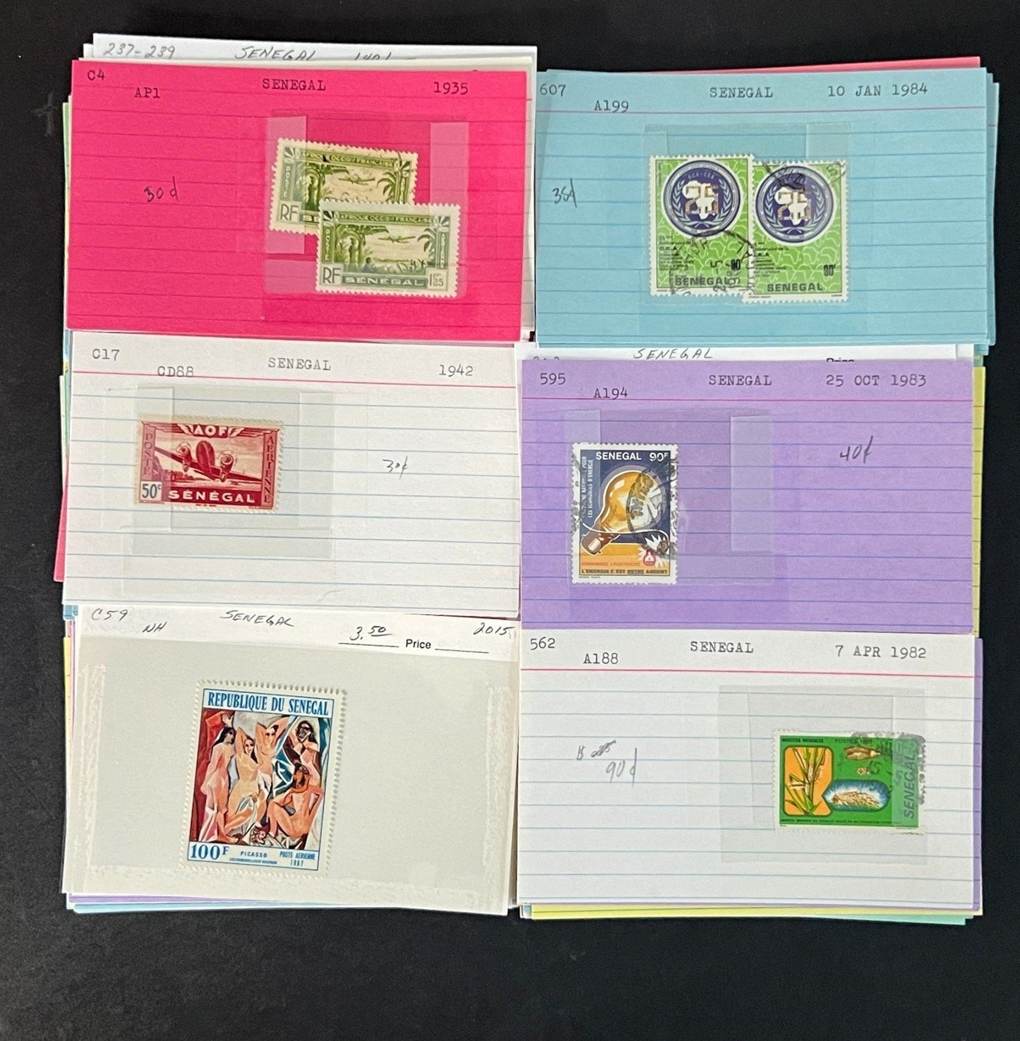 Senegal Stamp Collection Dealer Cards Mint/Used Mix $213 CV ZAYIX