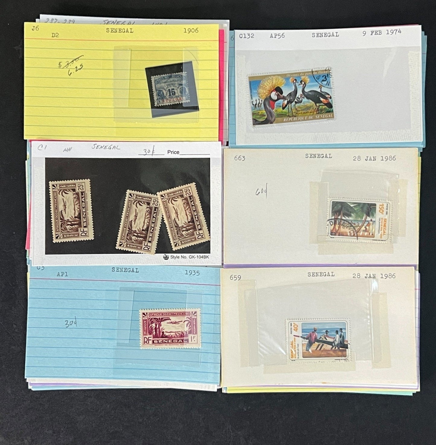 Senegal Stamp Collection Dealer Cards Mint/Used Mix $213 CV ZAYIX