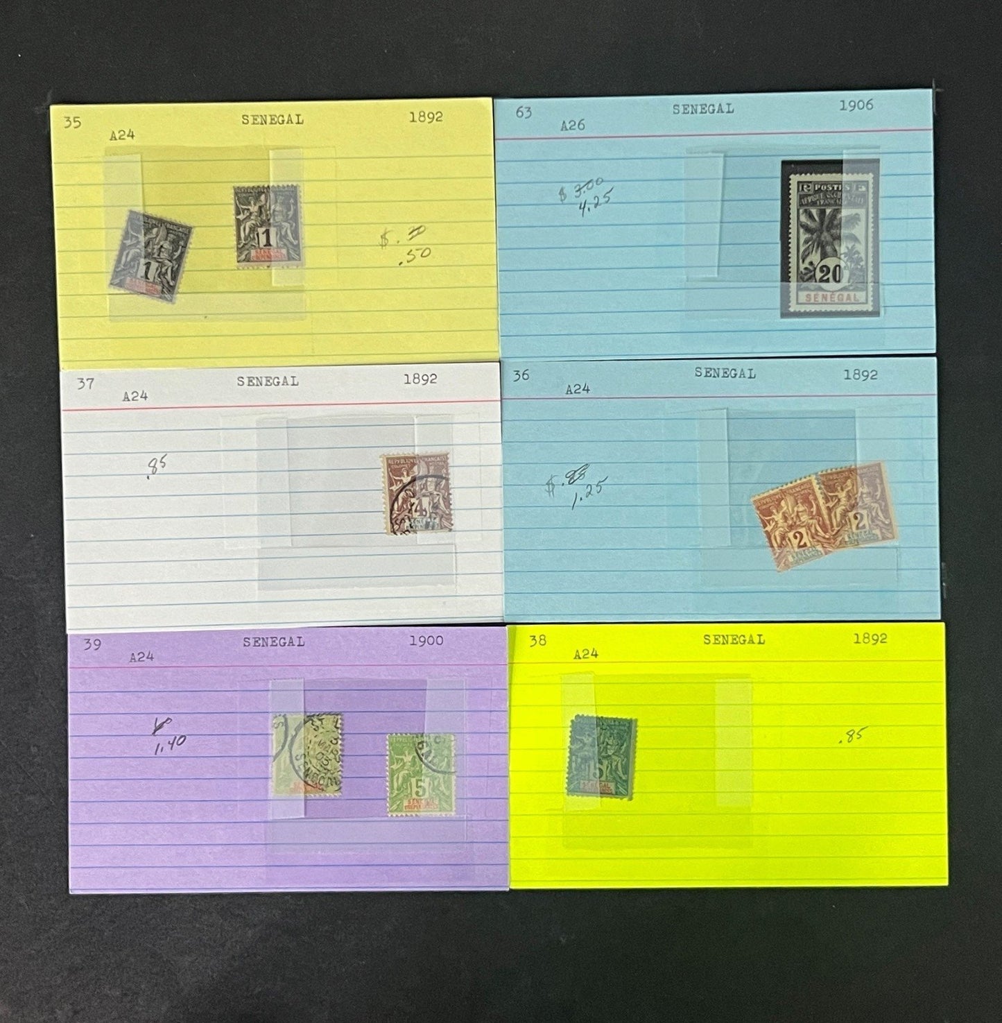 Senegal Stamp Collection Dealer Cards Mint/Used Mix $213 CV ZAYIX
