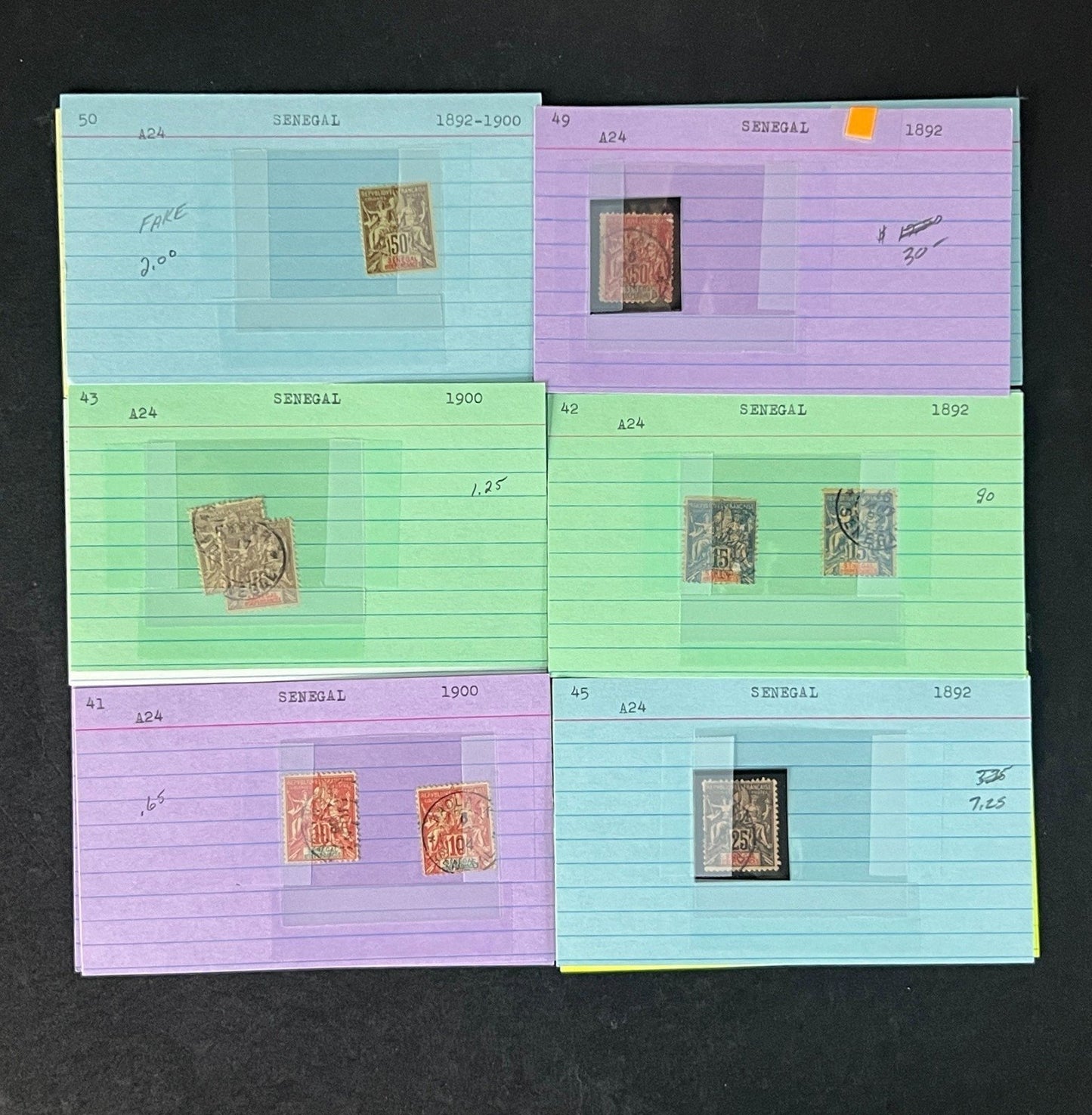 Senegal Stamp Collection Dealer Cards Mint/Used Mix $213 CV ZAYIX