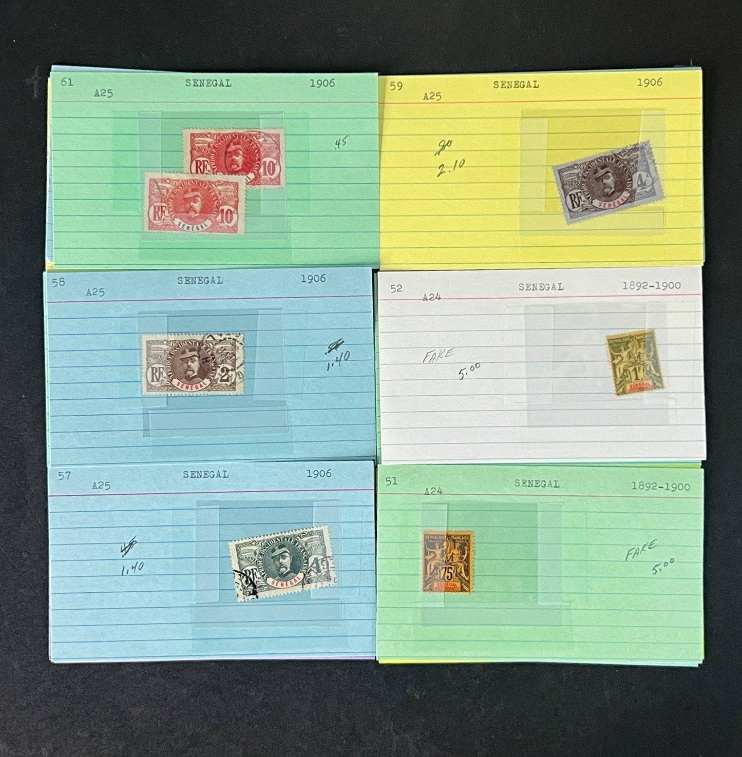 Senegal Stamp Collection Dealer Cards Mint/Used Mix $213 CV ZAYIX