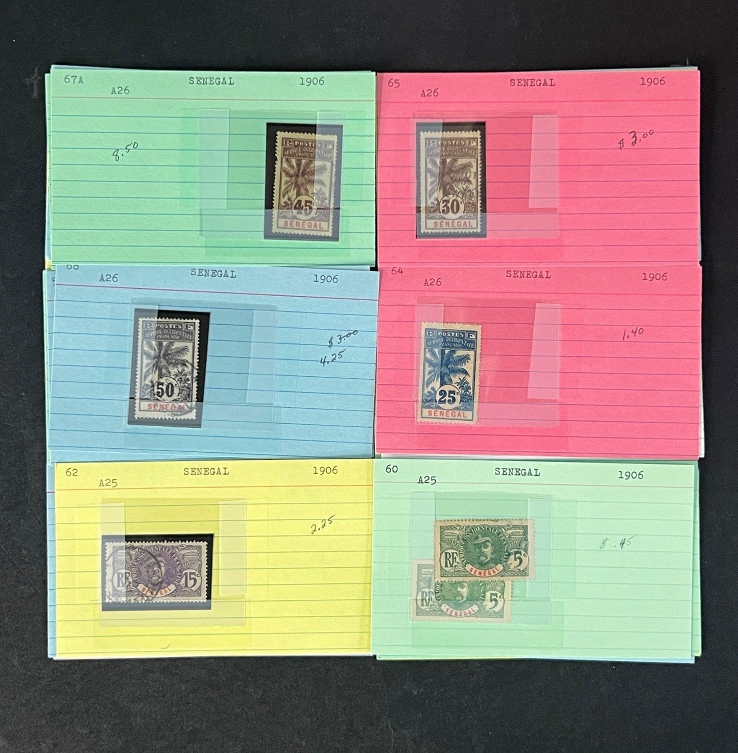 Senegal Stamp Collection Dealer Cards Mint/Used Mix $213 CV ZAYIX