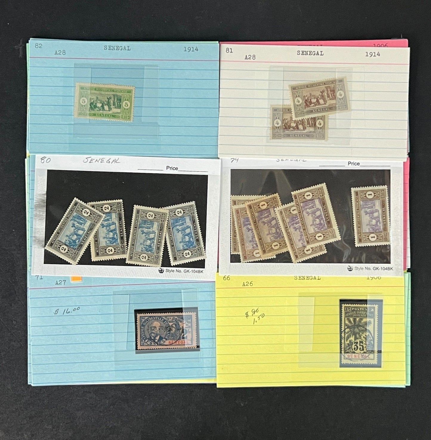 Senegal Stamp Collection Dealer Cards Mint/Used Mix $213 CV ZAYIX