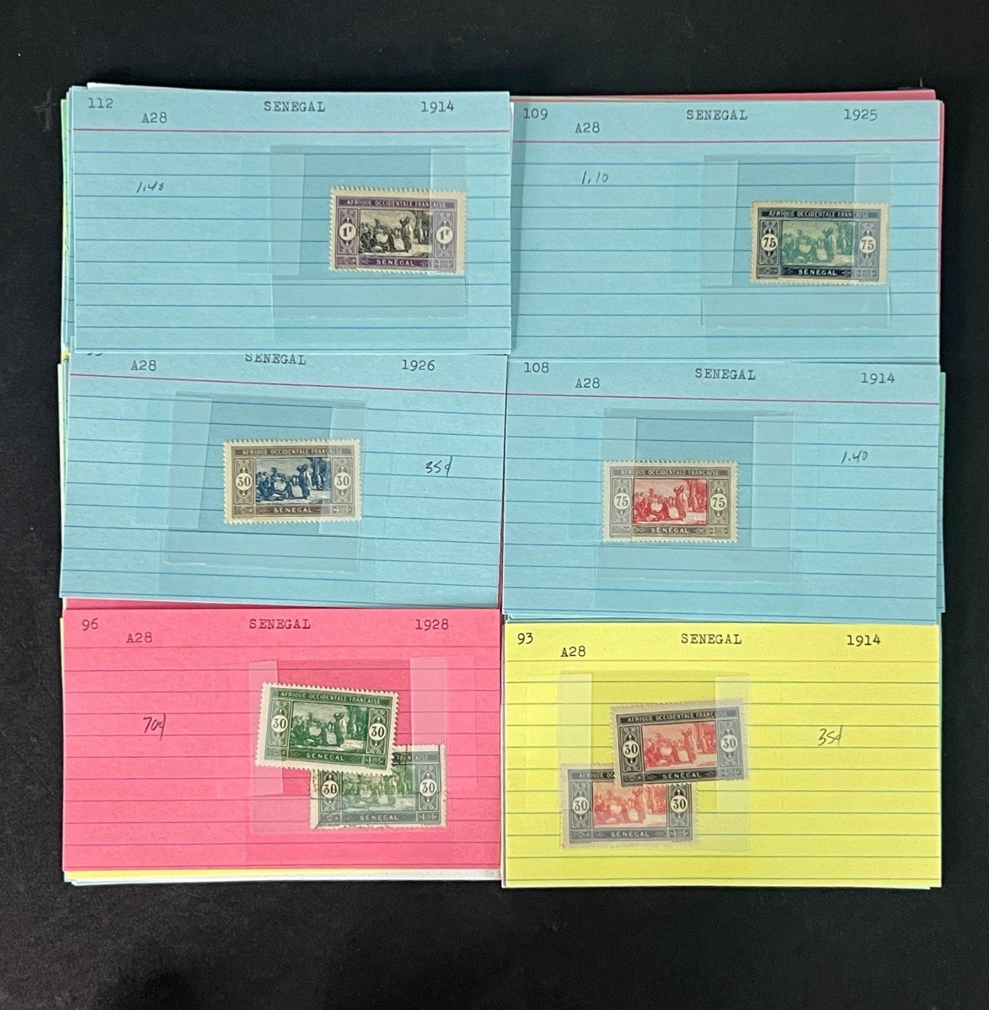 Senegal Stamp Collection Dealer Cards Mint/Used Mix $213 CV ZAYIX