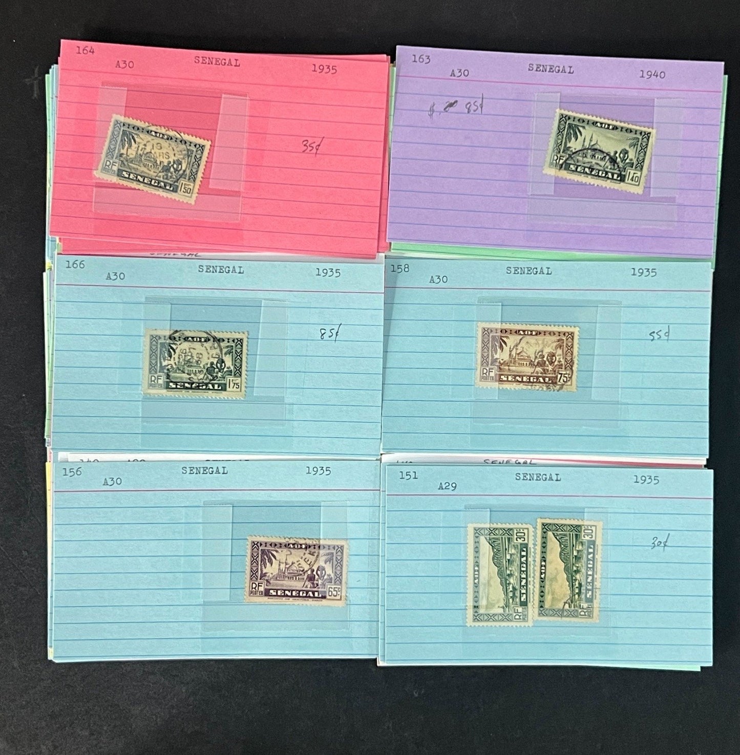Senegal Stamp Collection Dealer Cards Mint/Used Mix $213 CV ZAYIX