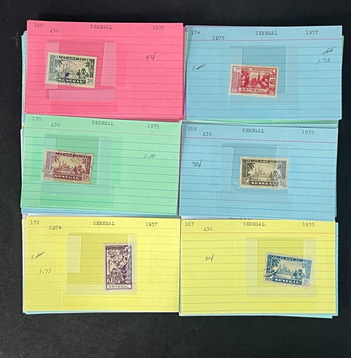 Senegal Stamp Collection Dealer Cards Mint/Used Mix $213 CV ZAYIX