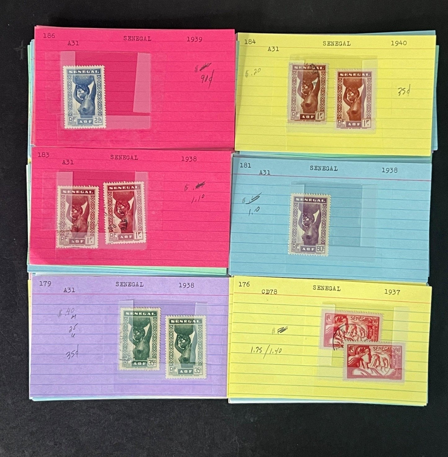 Senegal Stamp Collection Dealer Cards Mint/Used Mix $213 CV ZAYIX