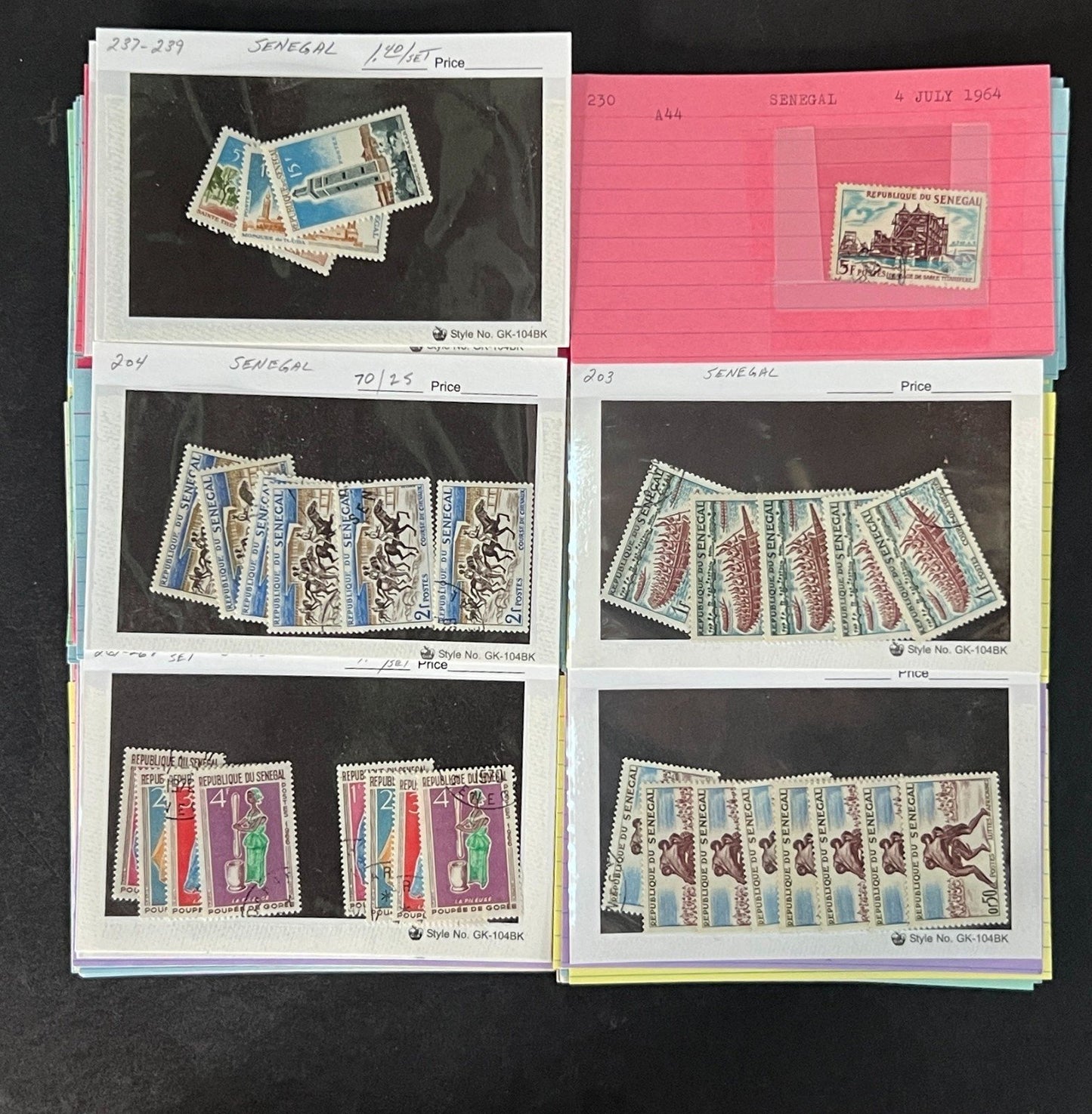 Senegal Stamp Collection Dealer Cards Mint/Used Mix $213 CV ZAYIX