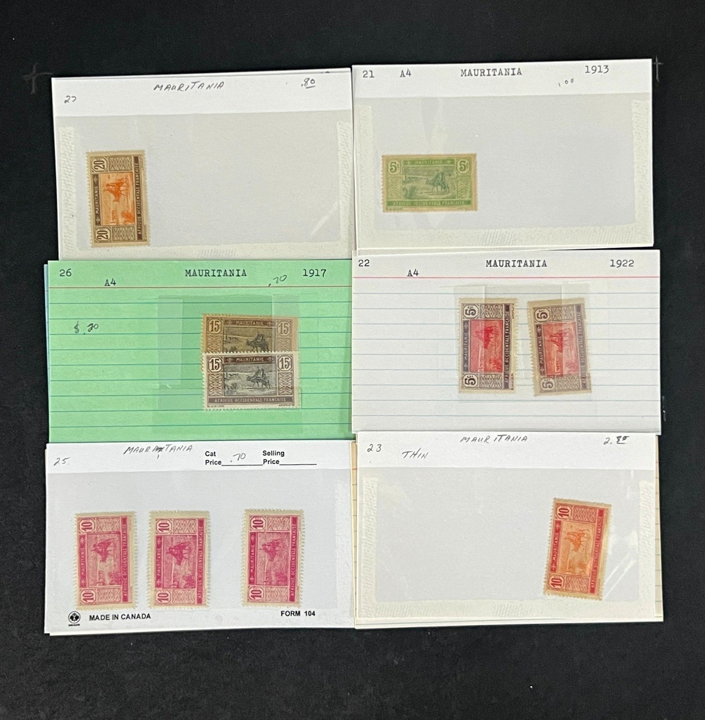 Mauritania Stamp Collection Dealer Cards Mint/Used Mix $171 CV ZAYIX