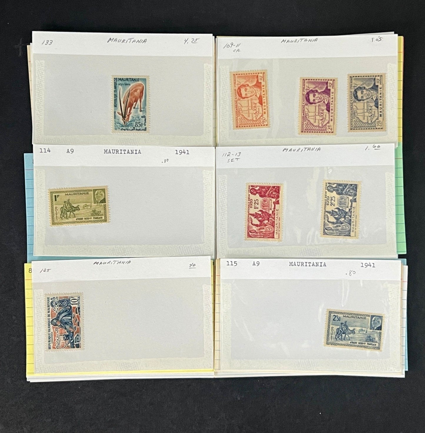 Mauritania Stamp Collection Dealer Cards Mint/Used Mix $171 CV ZAYIX