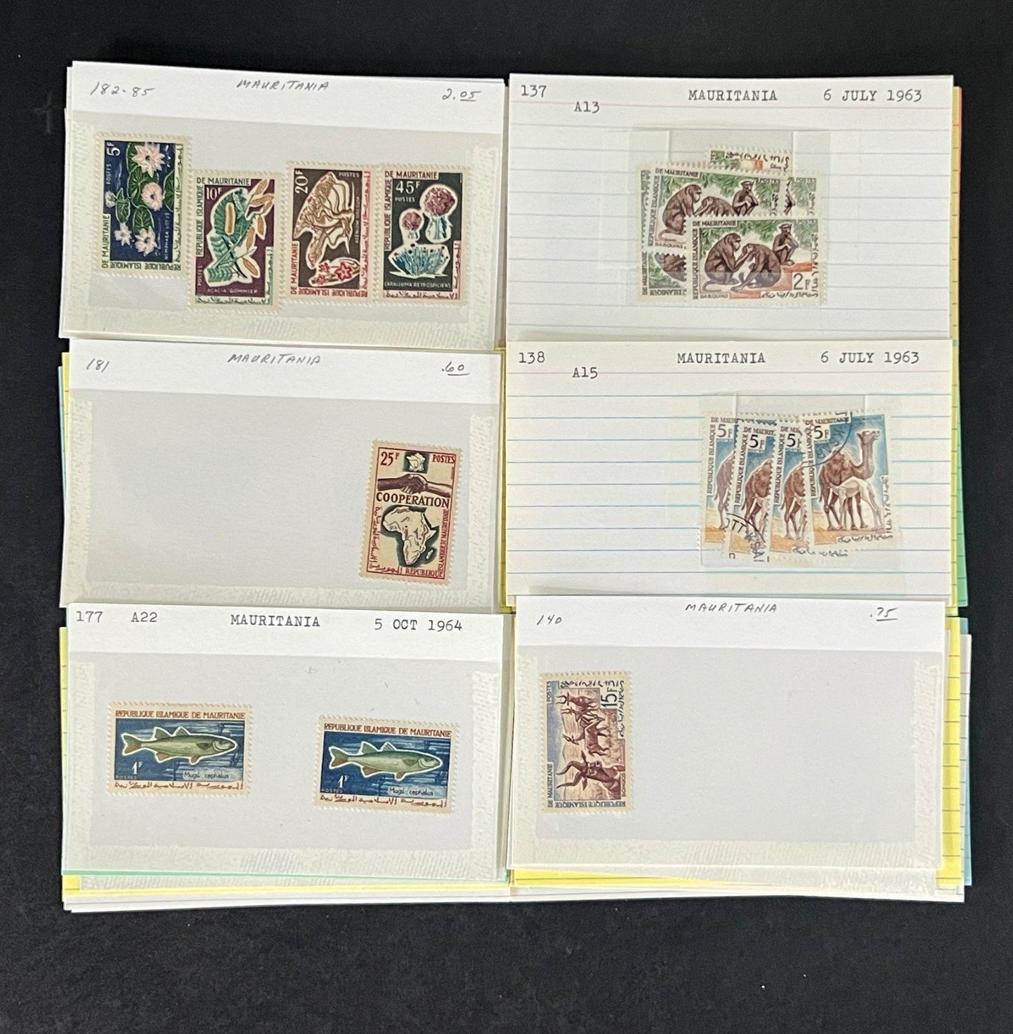 Mauritania Stamp Collection Dealer Cards Mint/Used Mix $171 CV ZAYIX