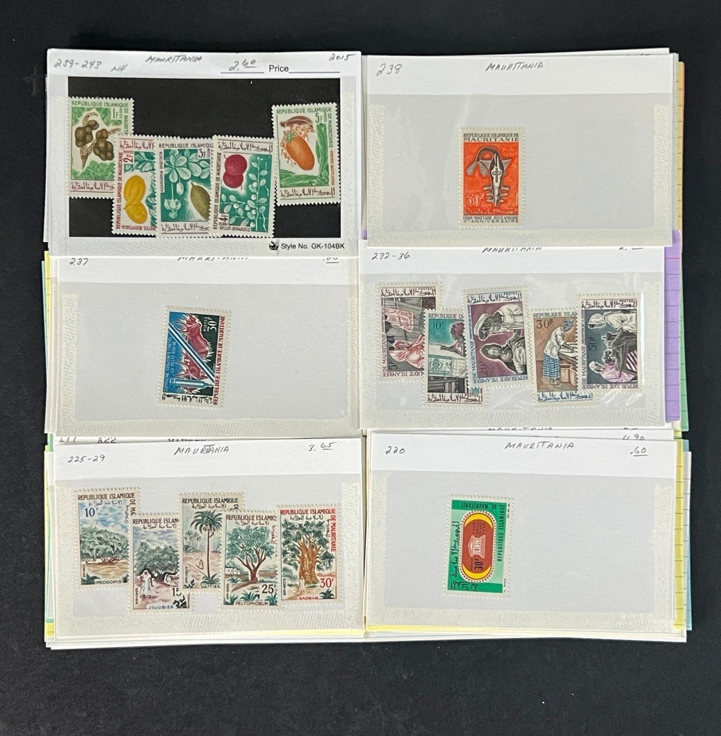 Mauritania Stamp Collection Dealer Cards Mint/Used Mix $171 CV ZAYIX