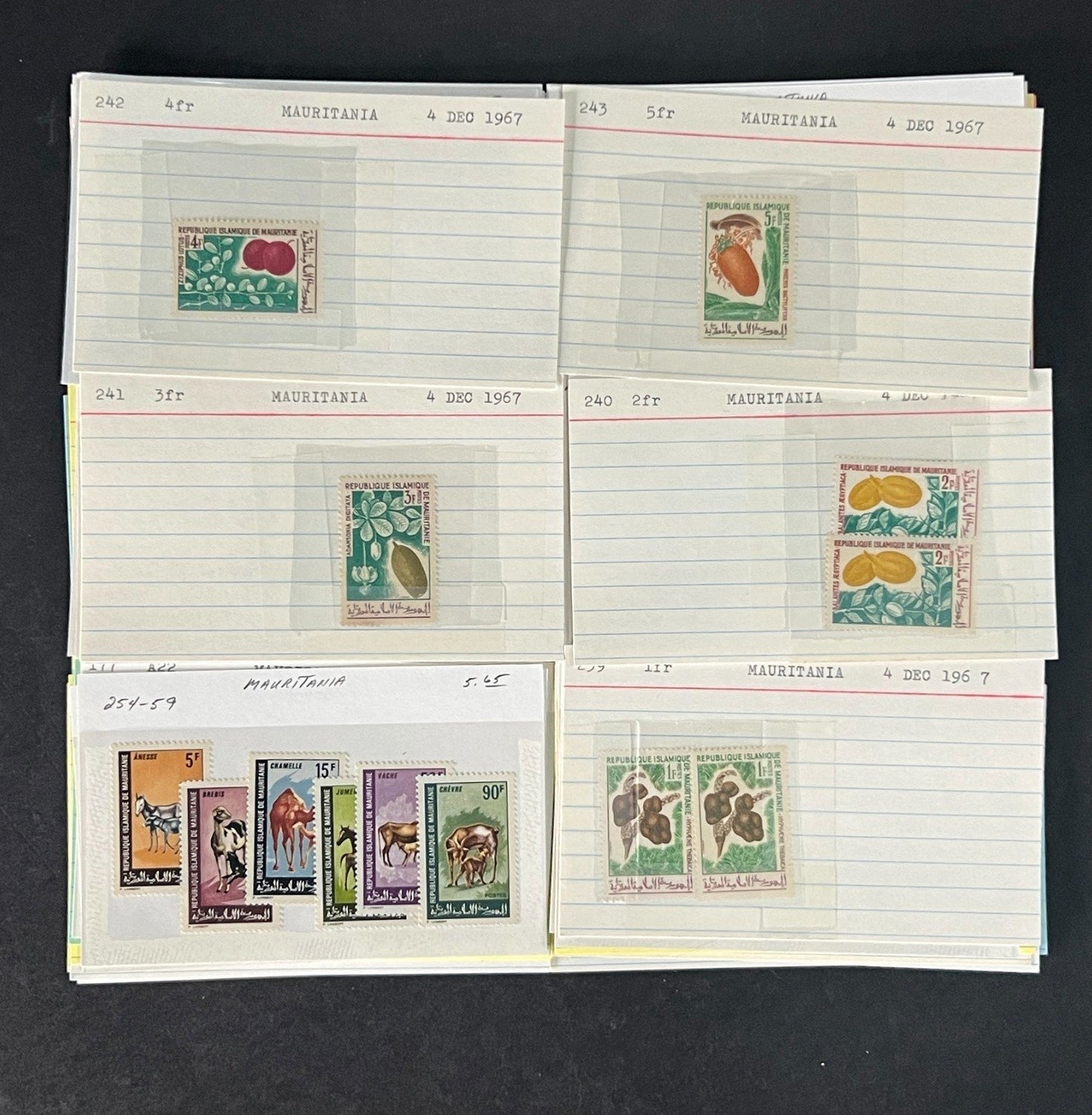 Mauritania Stamp Collection Dealer Cards Mint/Used Mix $171 CV ZAYIX