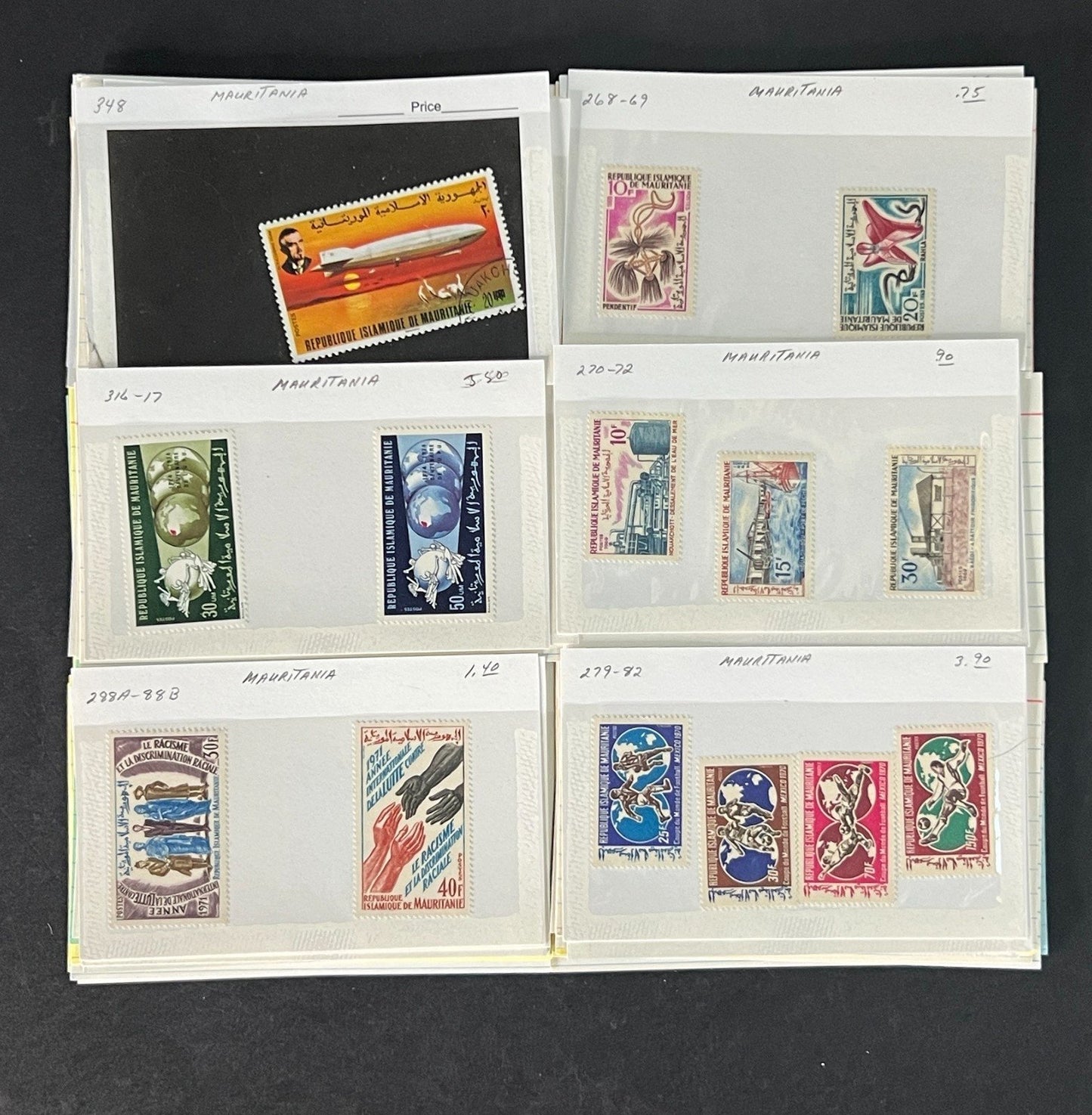 Mauritania Stamp Collection Dealer Cards Mint/Used Mix $171 CV ZAYIX
