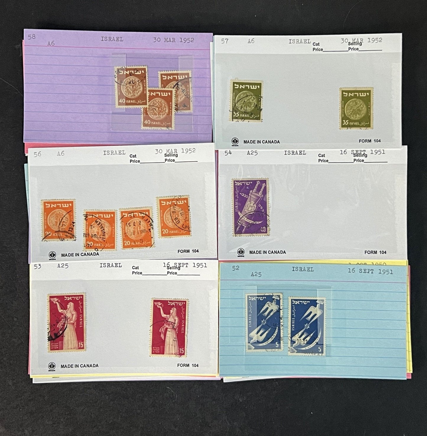 Israel Stamp Collection Dealer Cards Mint/Used Mix $125 CV ZAYIX