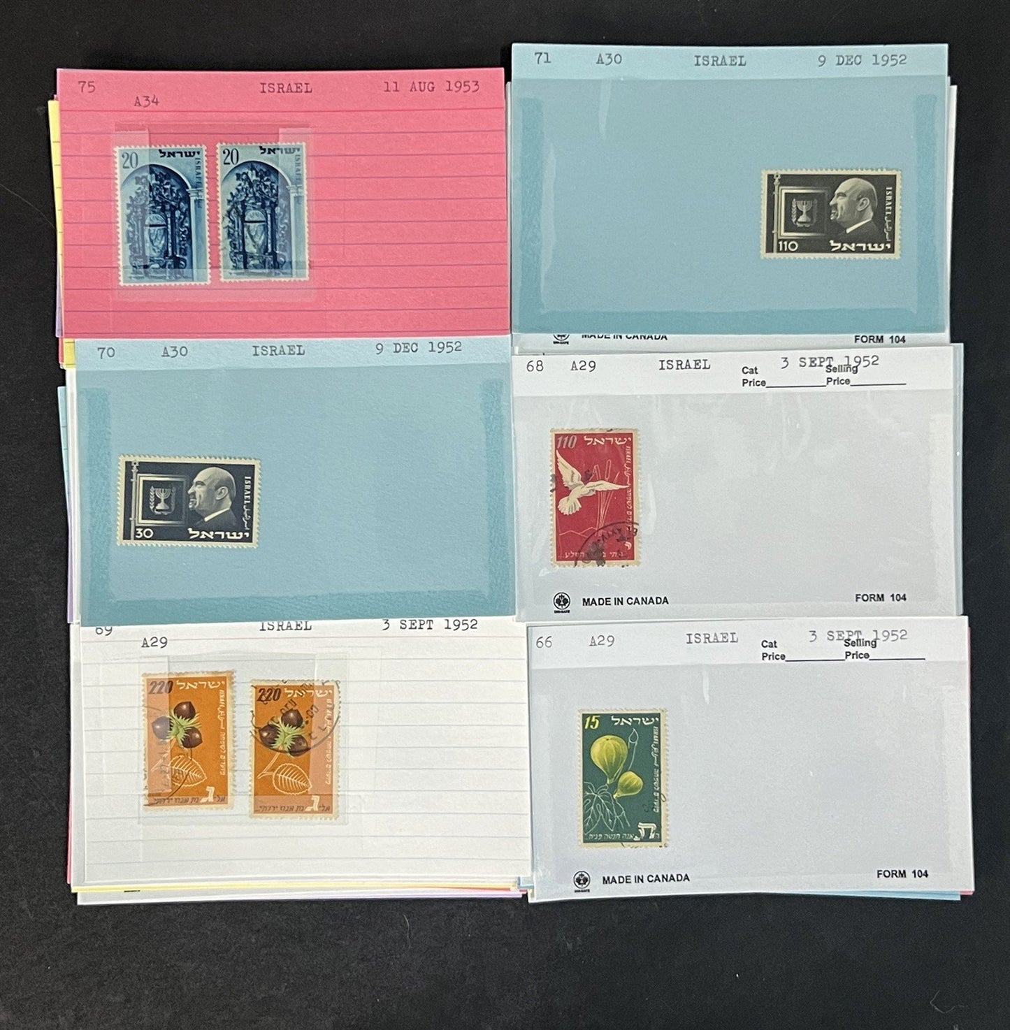 Israel Stamp Collection Dealer Cards Mint/Used Mix $125 CV ZAYIX