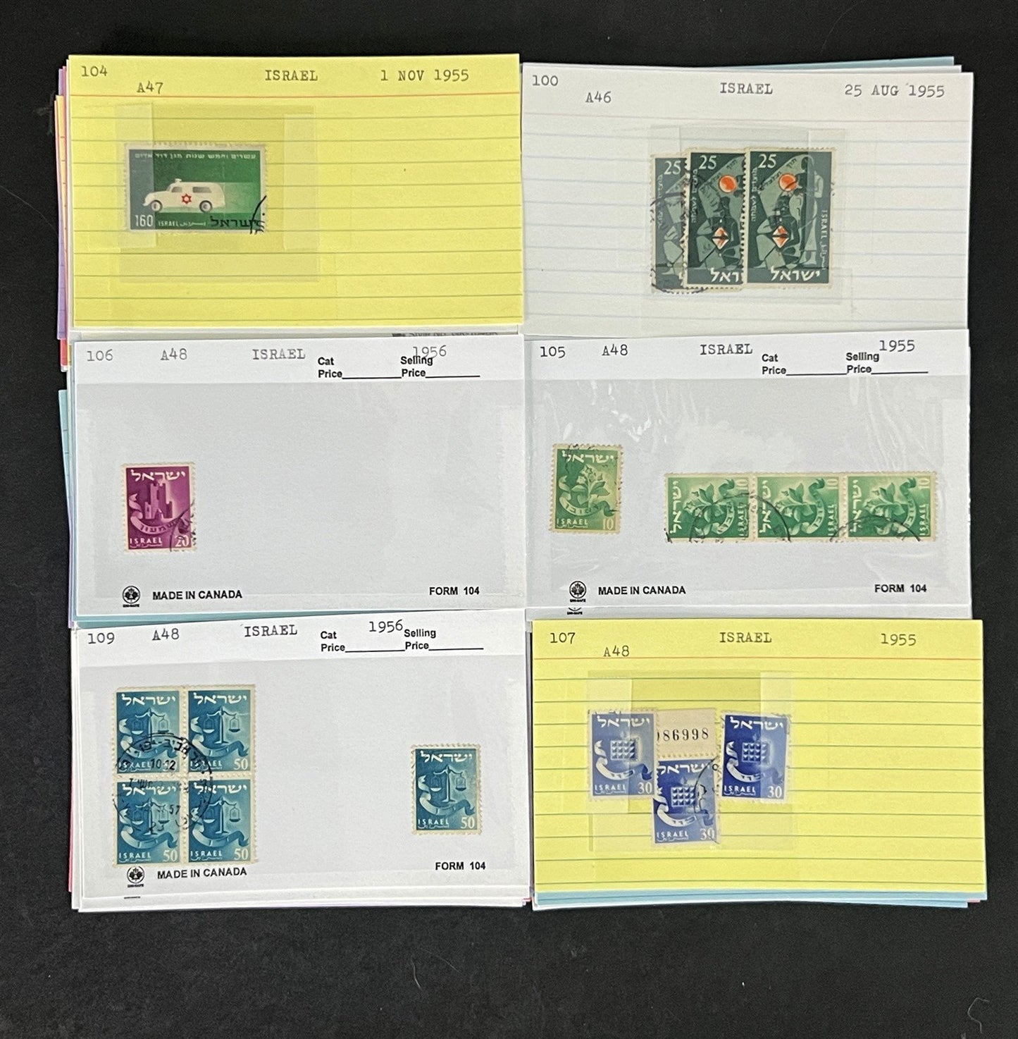 Israel Stamp Collection Dealer Cards Mint/Used Mix $125 CV ZAYIX