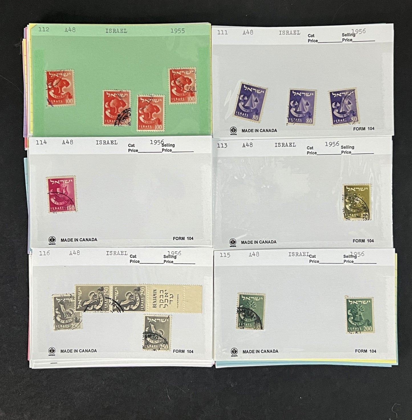 Israel Stamp Collection Dealer Cards Mint/Used Mix $125 CV ZAYIX
