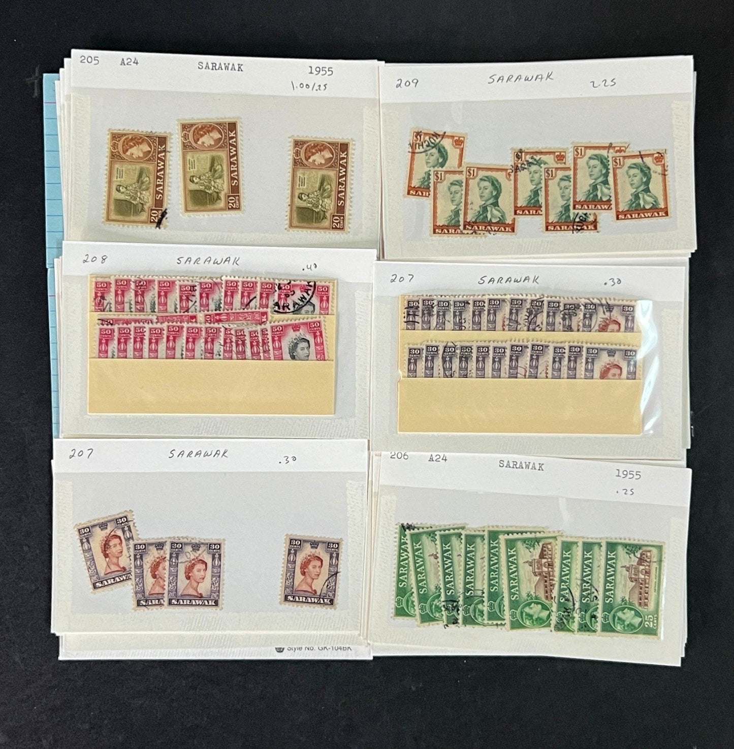 Sarawak Stamp Collection Dealer Cards Mint/Used Mix $399 CV ZAYIX