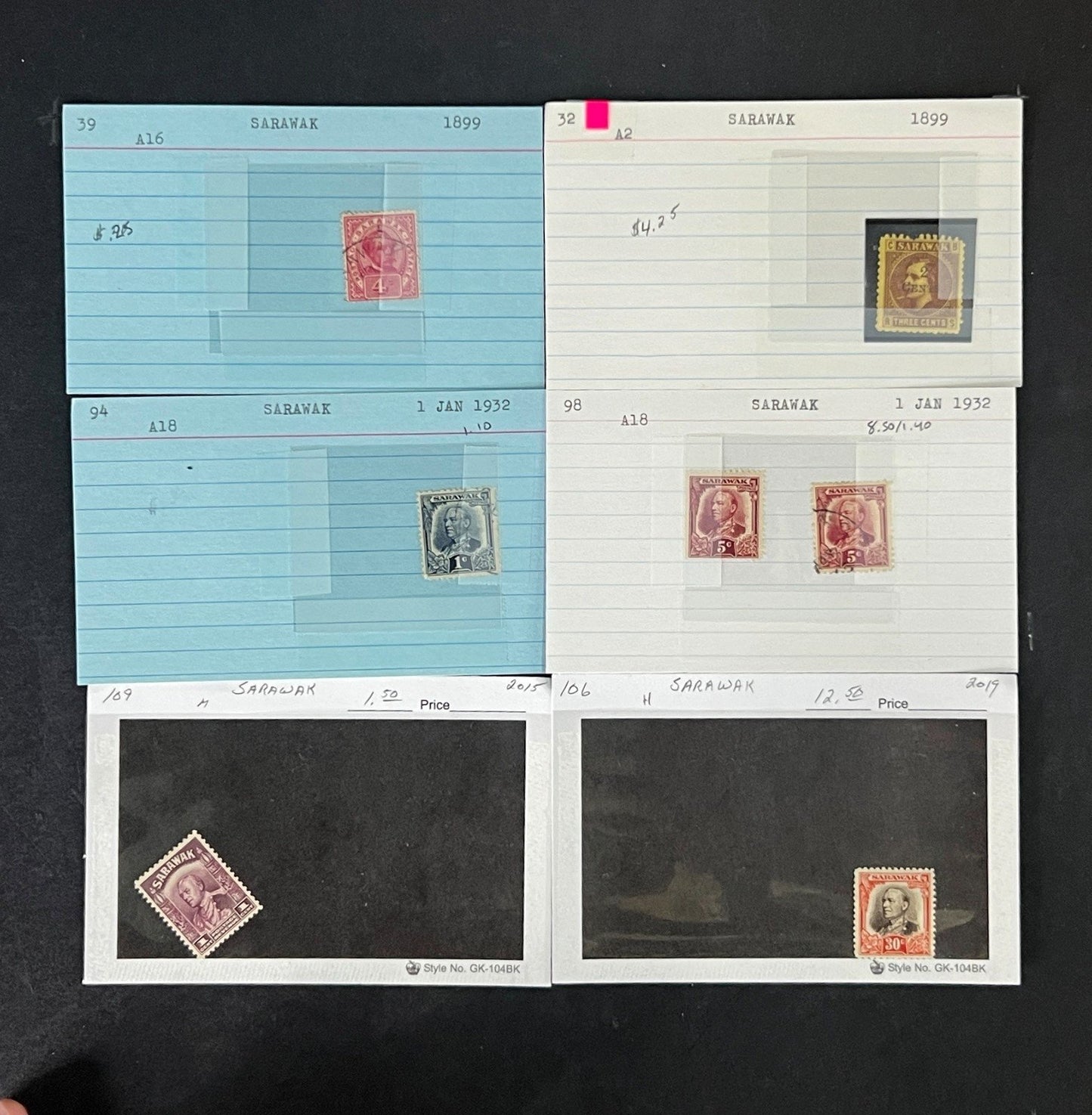 Sarawak Stamp Collection Dealer Cards Mint/Used Mix $399 CV ZAYIX