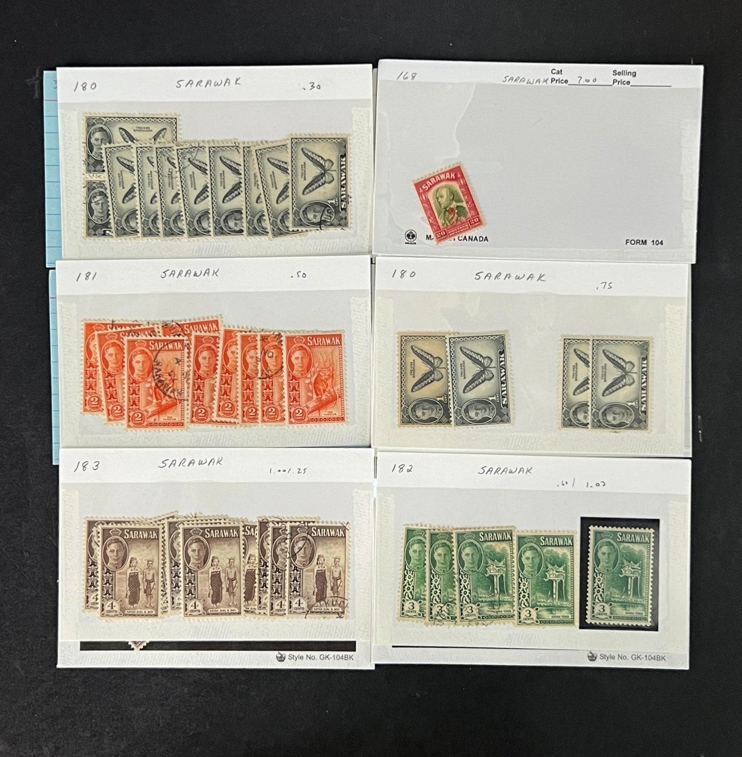 Sarawak Stamp Collection Dealer Cards Mint/Used Mix $399 CV ZAYIX