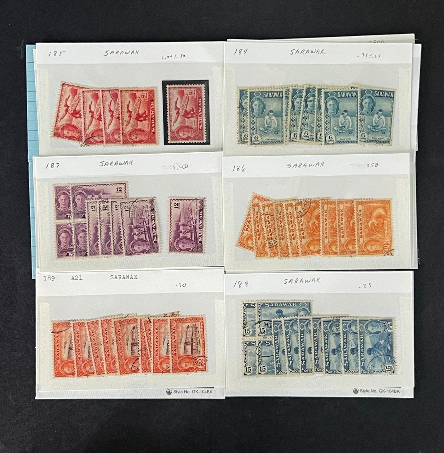 Sarawak Stamp Collection Dealer Cards Mint/Used Mix $399 CV ZAYIX