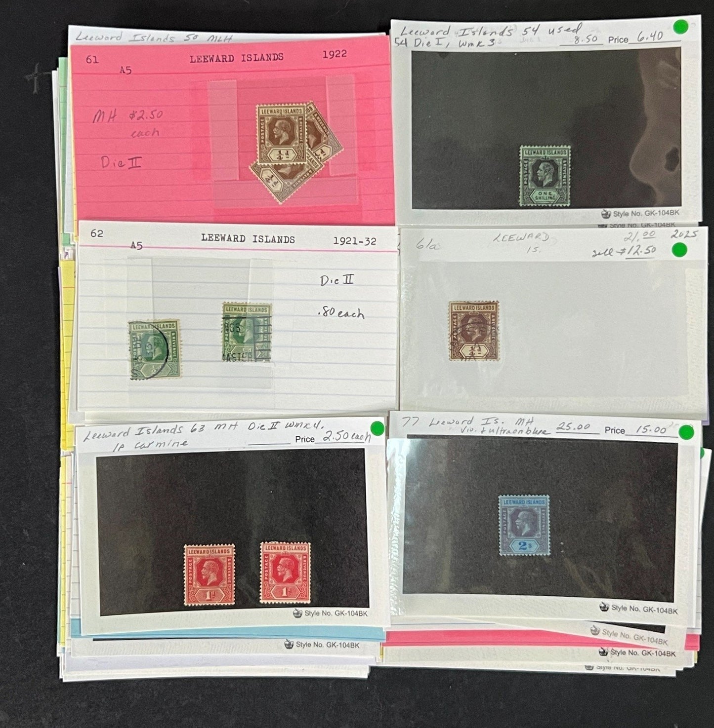 Leeward Islands Stamp Collection Dealer Cards Mint/Used Mix $809 CV ZAYIX